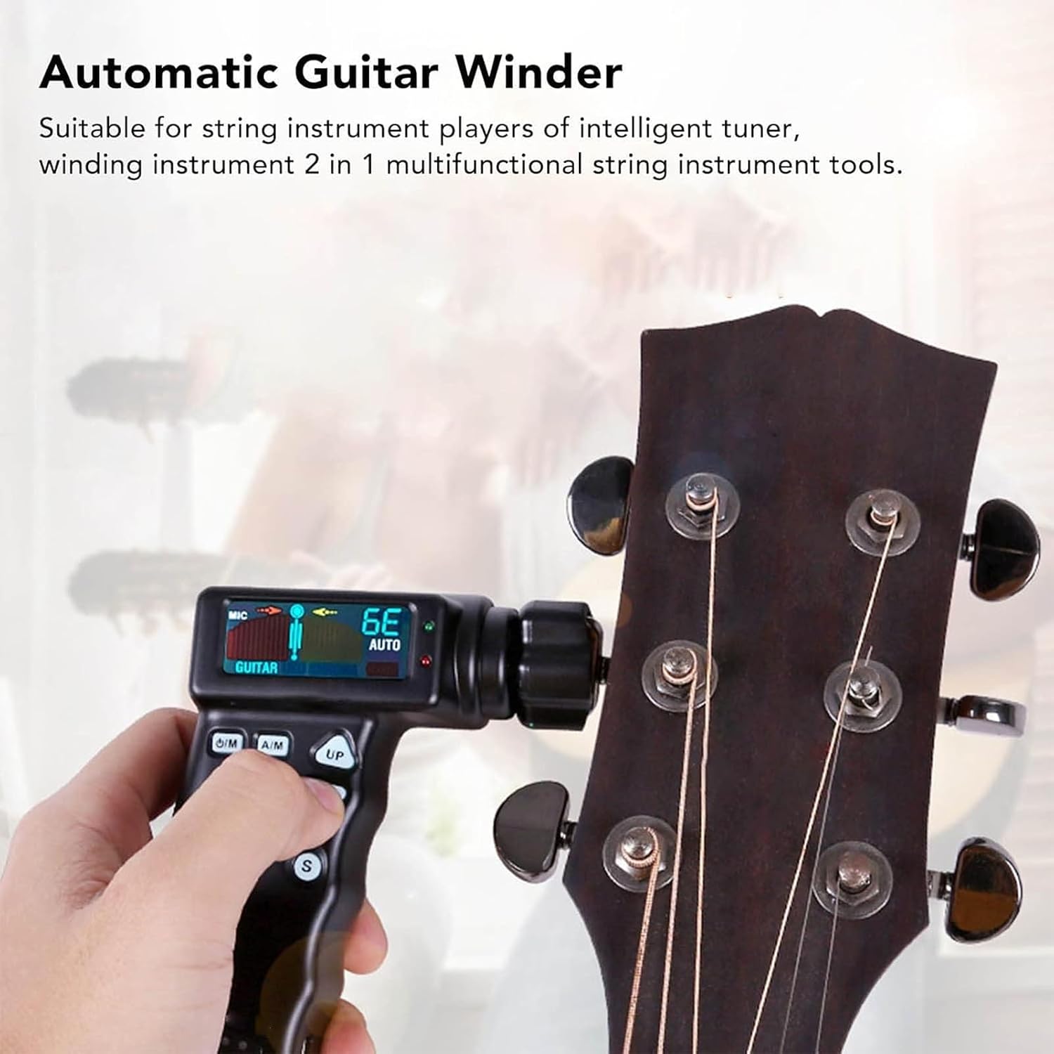 2-in-1 Smart Guitar Tuner & Electric String Winder