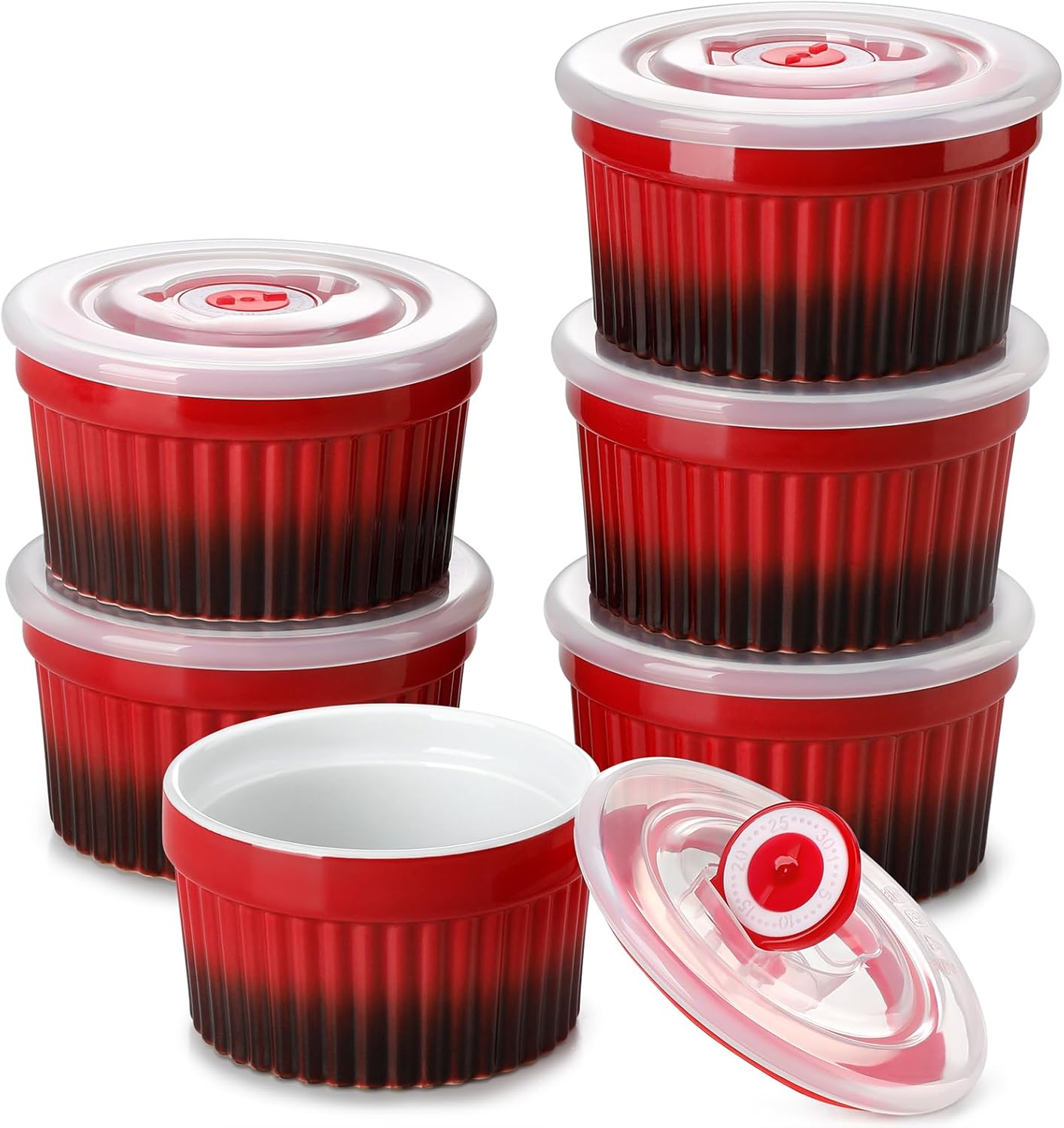 8oz Porcelain Ramekins with Date-Tracking Airtight Lids