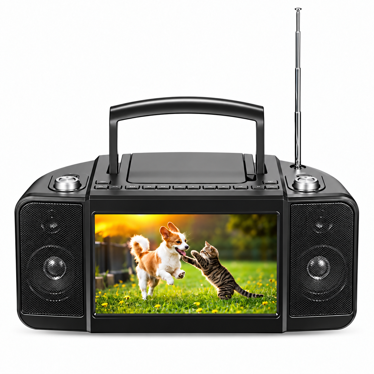 10-Inch Portable Entertainment Boombox with CD/DVD Player & Streaming Screen