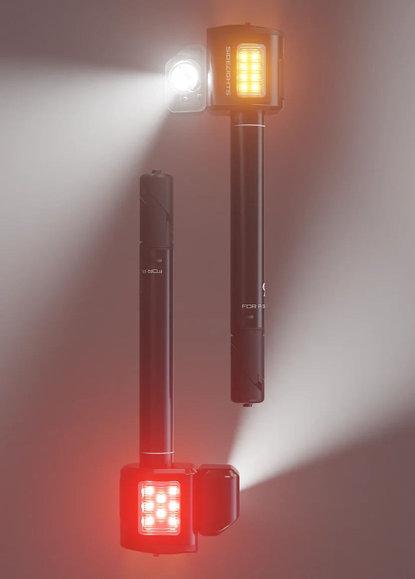 SIDELIGHTS BEAM 360&deg; bike light system mounted on handlebar ends