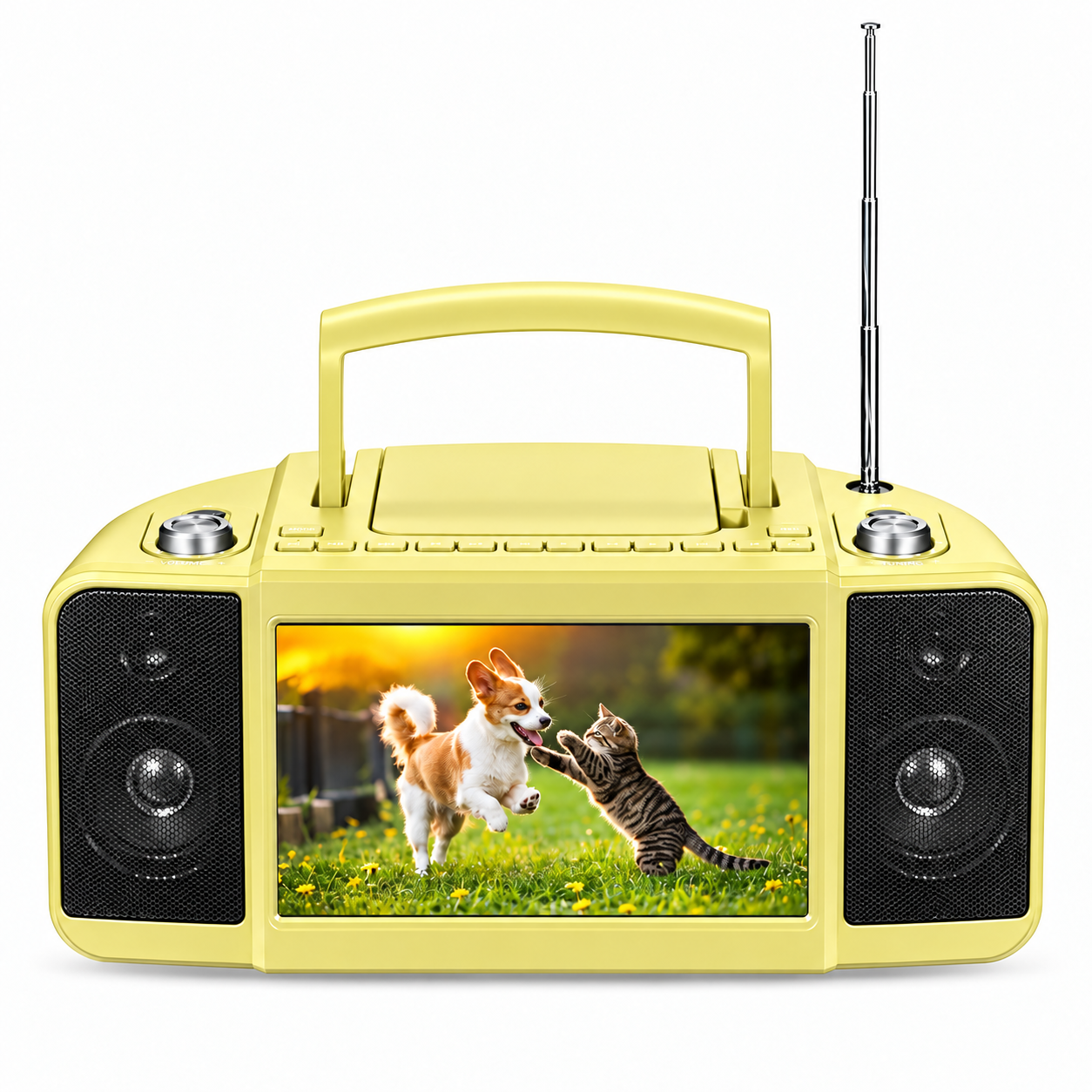 10-Inch Portable Entertainment Boombox with CD/DVD Player & Streaming Screen