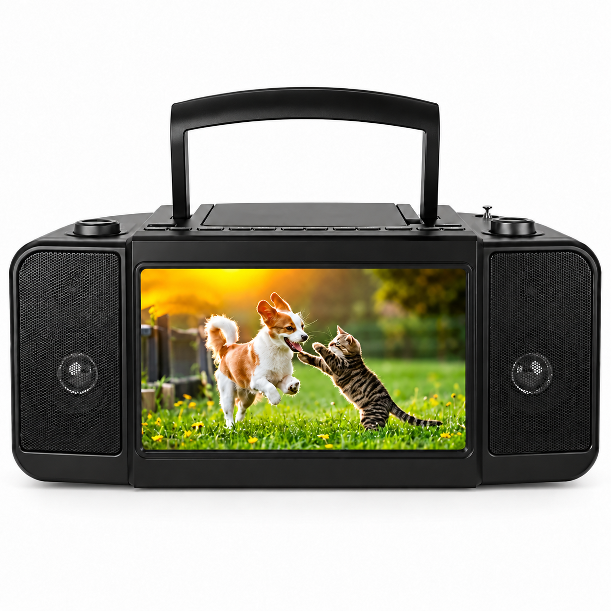 10-Inch Portable Entertainment Boombox with CD/DVD Player & Streaming Screen