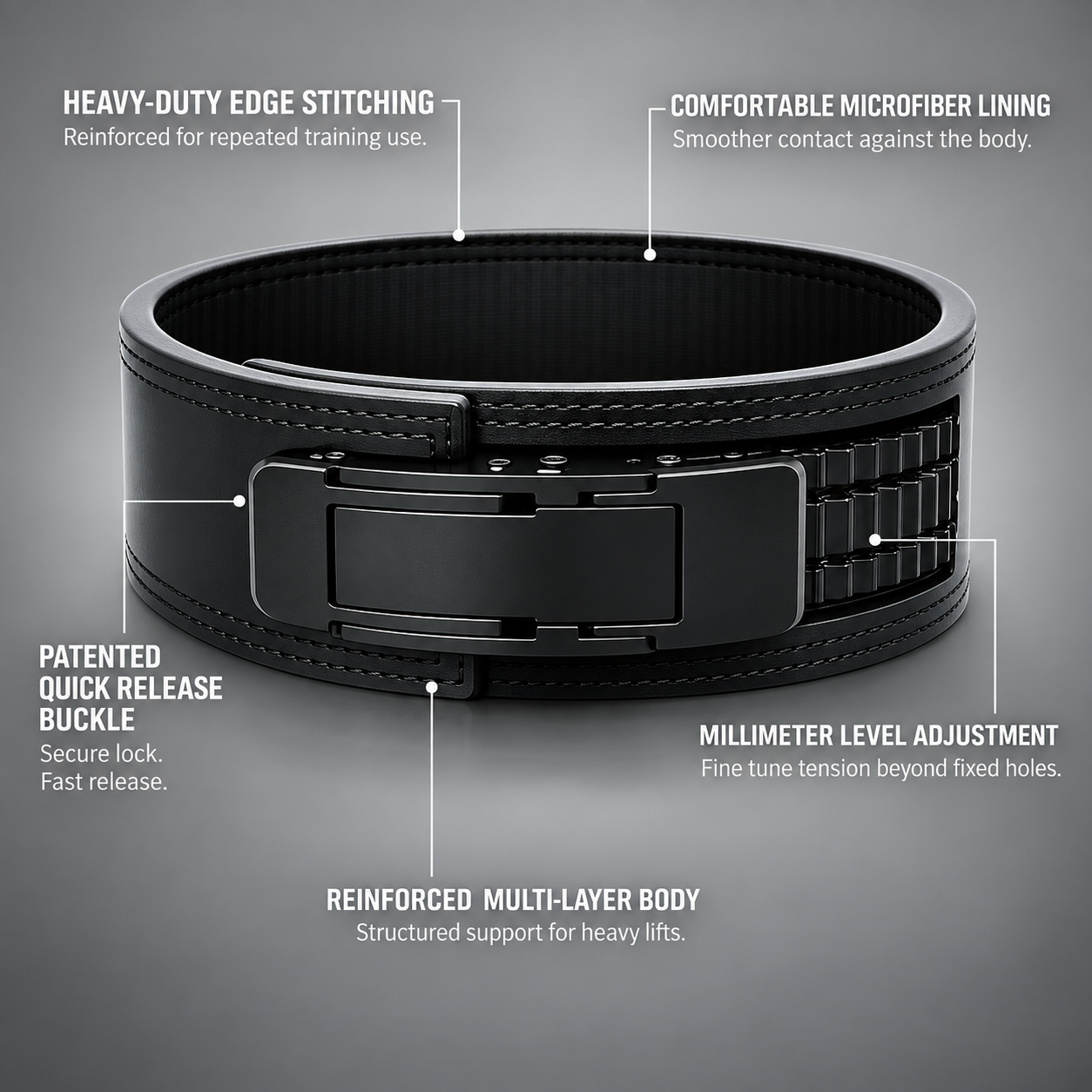 13mm Micro-Adjust Quick-Release Weightlifting Belt