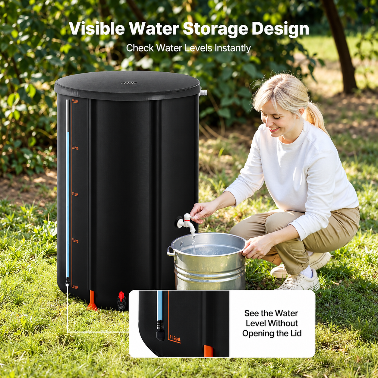 AquaVault AV-100 Collapsible Rainwater Harvesting Barrel