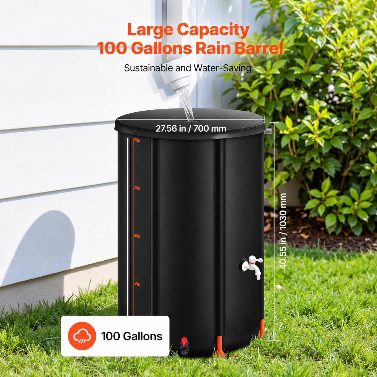 AquaVault AV-100 Collapsible Rainwater Harvesting Barrel