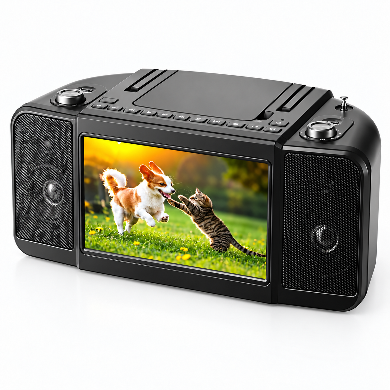 10-Inch Portable Entertainment Boombox with CD/DVD Player & Streaming Screen