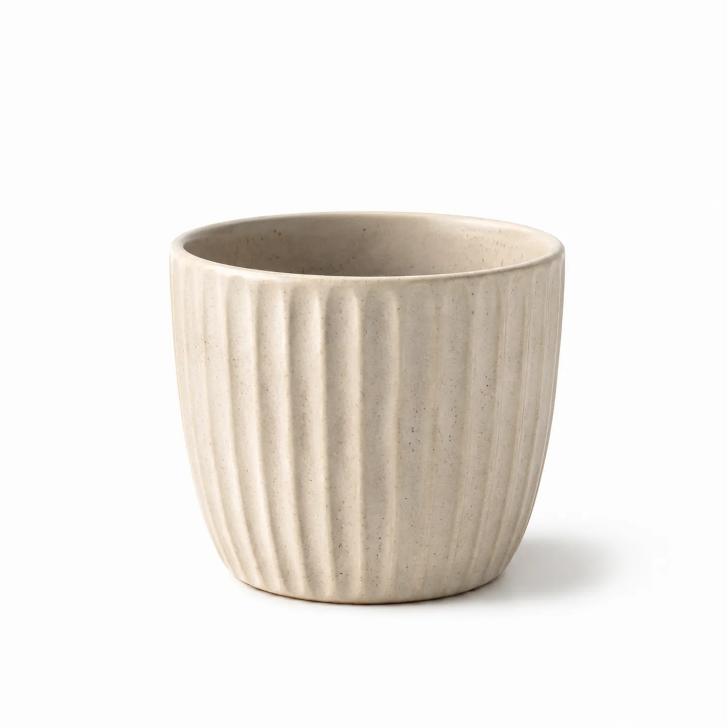 Ceramiczna doniczka żebrowana beżowa 15 cm