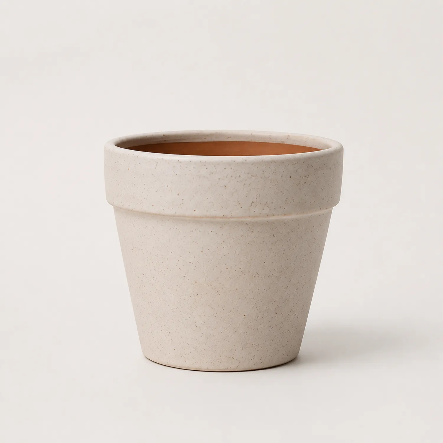 Beżowa doniczka ceramiczna 25 cm z otworem drenażowym