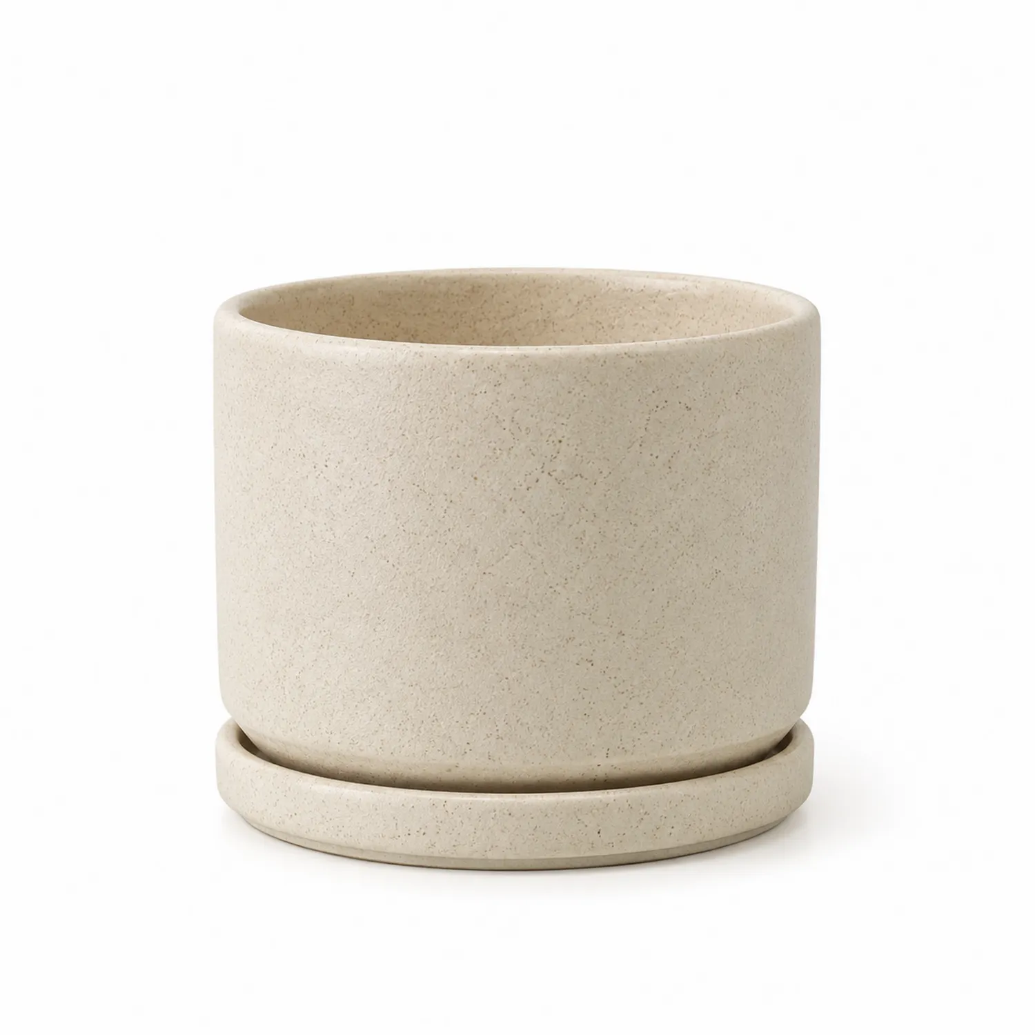 Beżowa doniczka ceramiczna z podstawką 15 cm