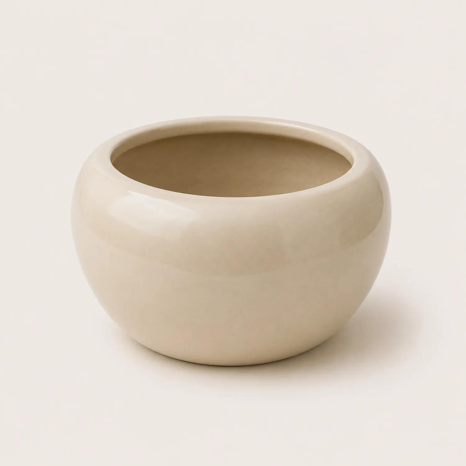 Okrągła Donica Ceramiczna Beżowa 20 cm