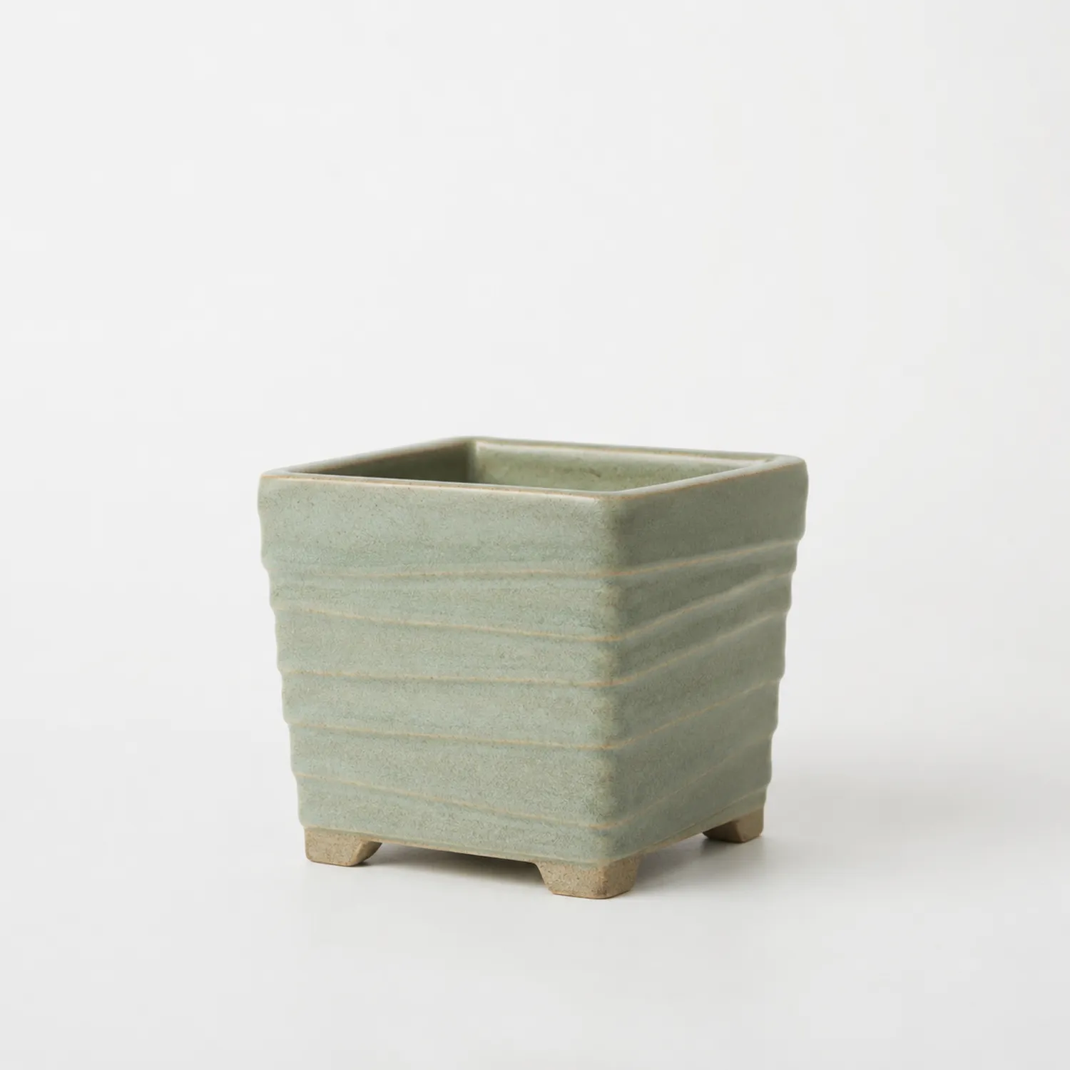 Kwadratowa Doniczka Ceramiczna Zielona 12 cm