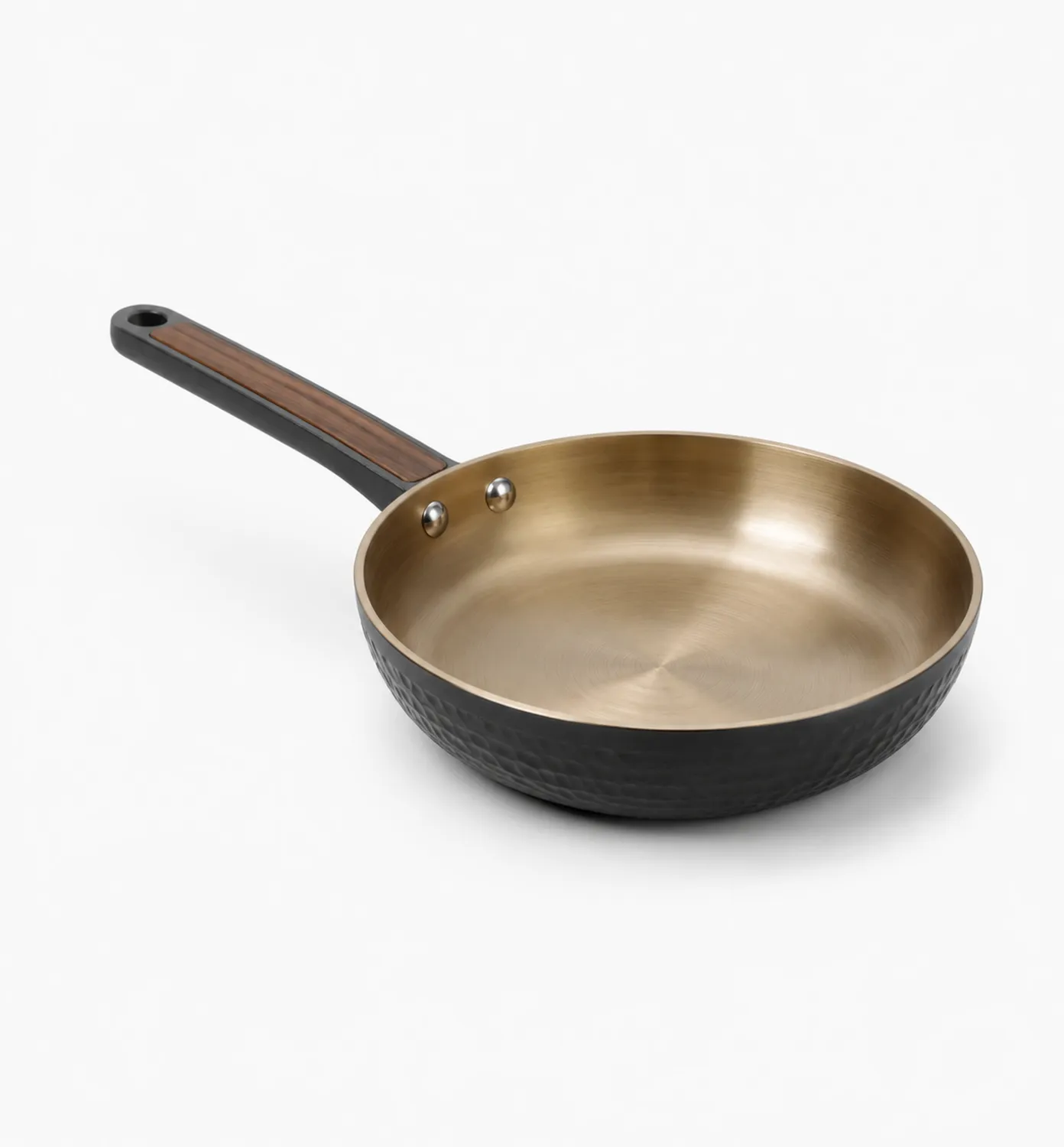 Bronze-Schwarze Bratpfanne mit Holzgriff, Antihaft, 28 cm