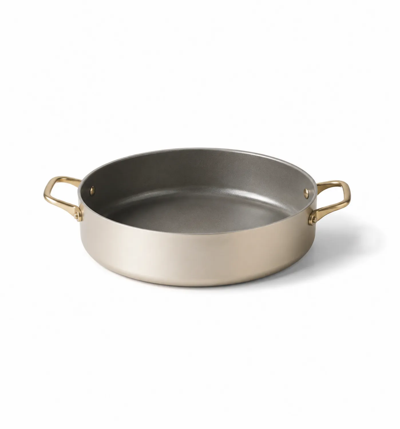 Runde Antihaft-Bratpfanne mit goldenen Griffen, ofenfest bis 250°C