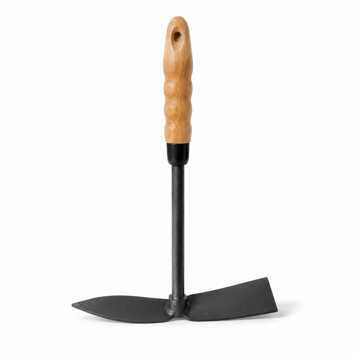 Binette de Jardinage à Double Lame Noire et Manche en Bois