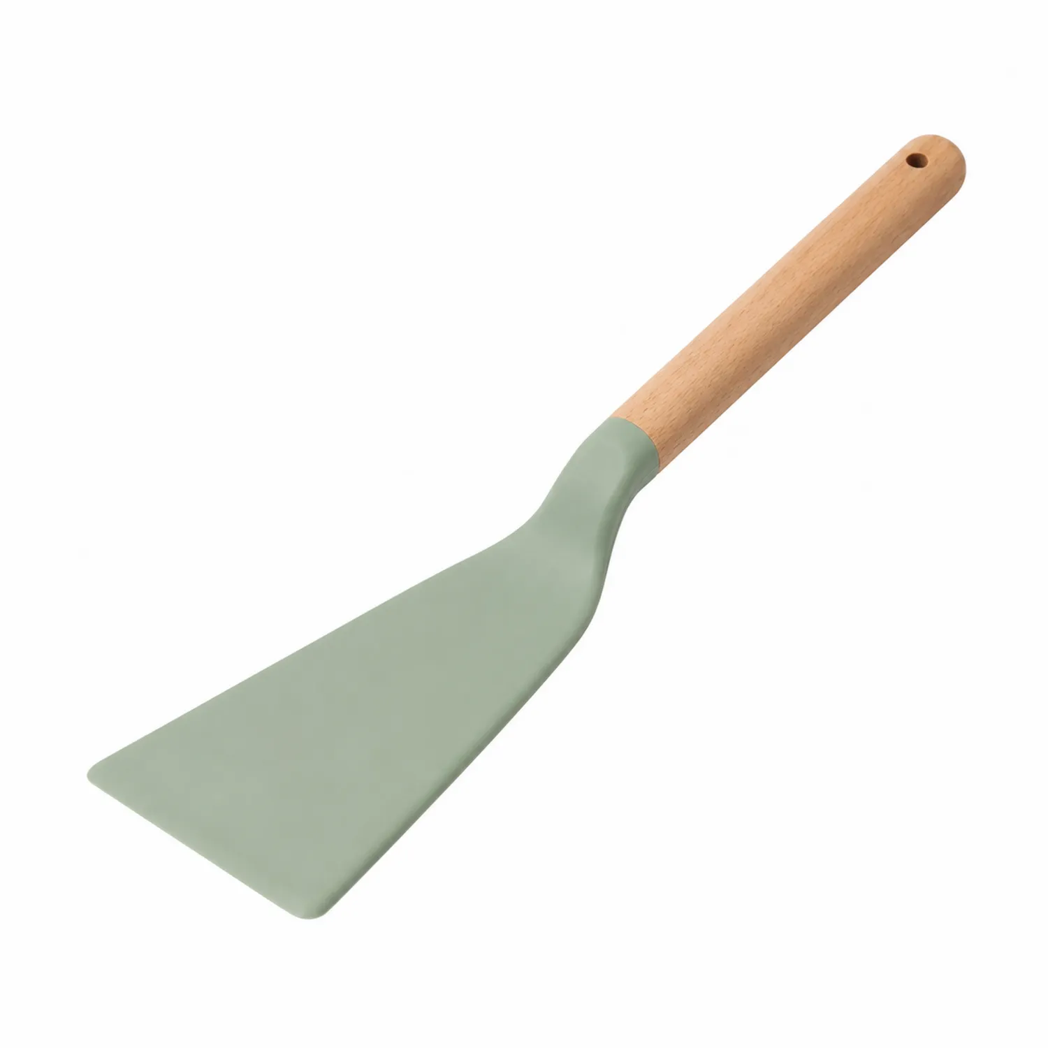 Spatule en silicone avec manche en bois vert