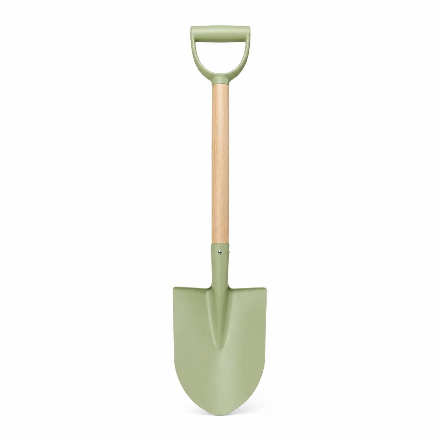 Pelle de jardinage ergonomique verte avec manche en bois