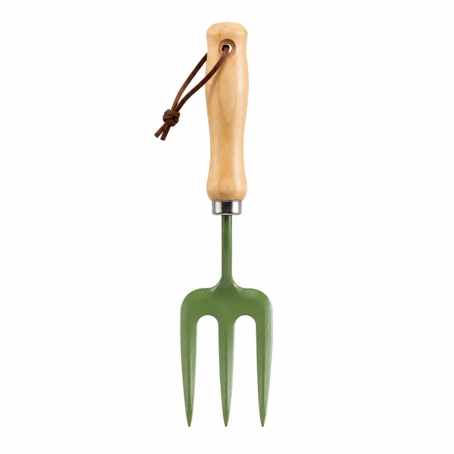 Fourche de Jardinage à Main Vert avec Manche en Bois