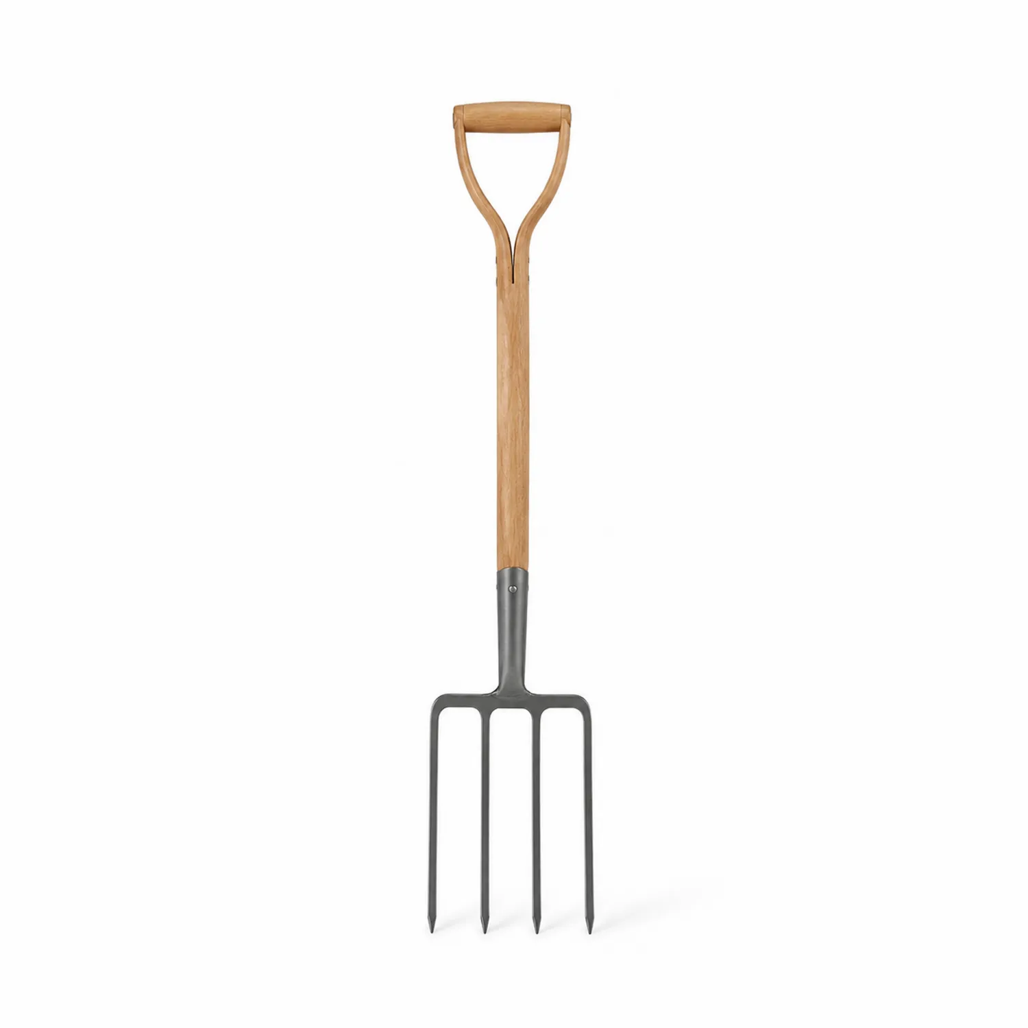 Fourche de jardin ergonomique en bois et métal