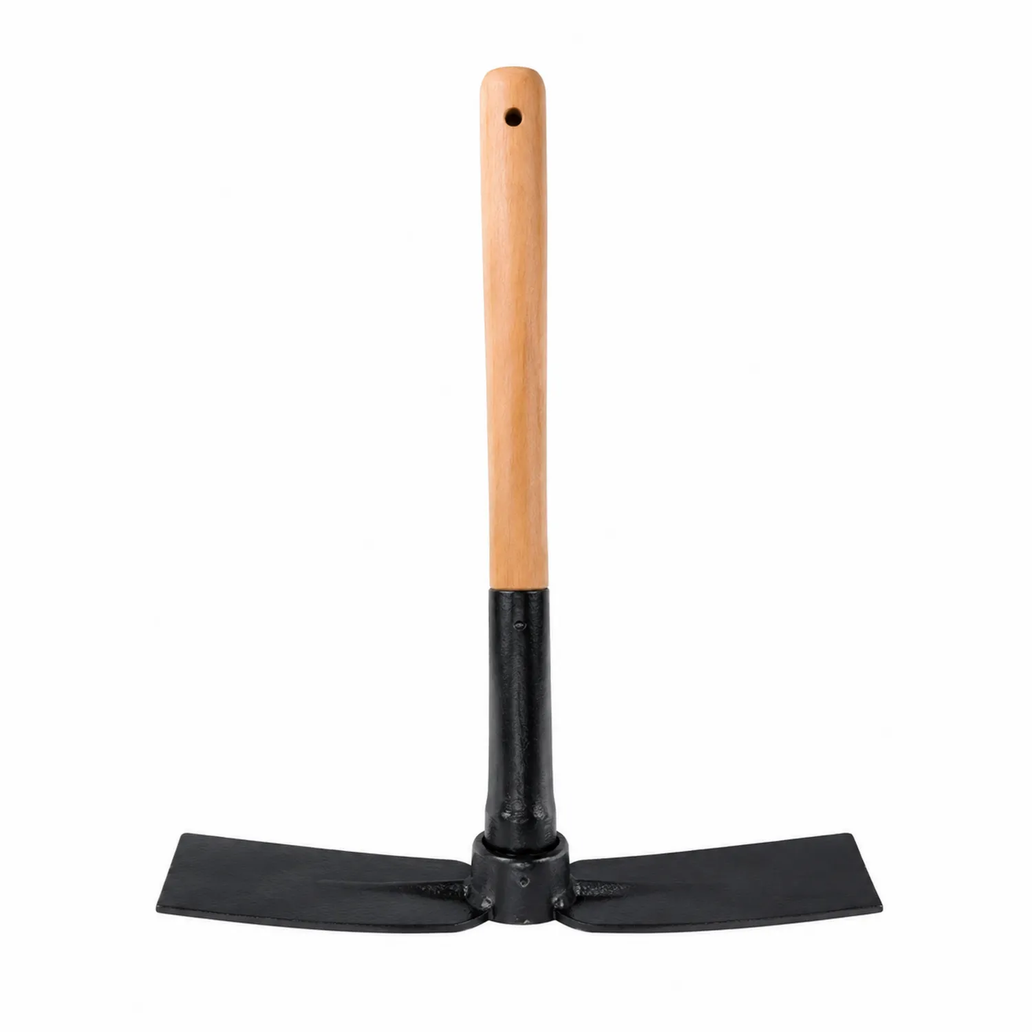 Binette de Jardin Double Lame Noire et Manche en Bois