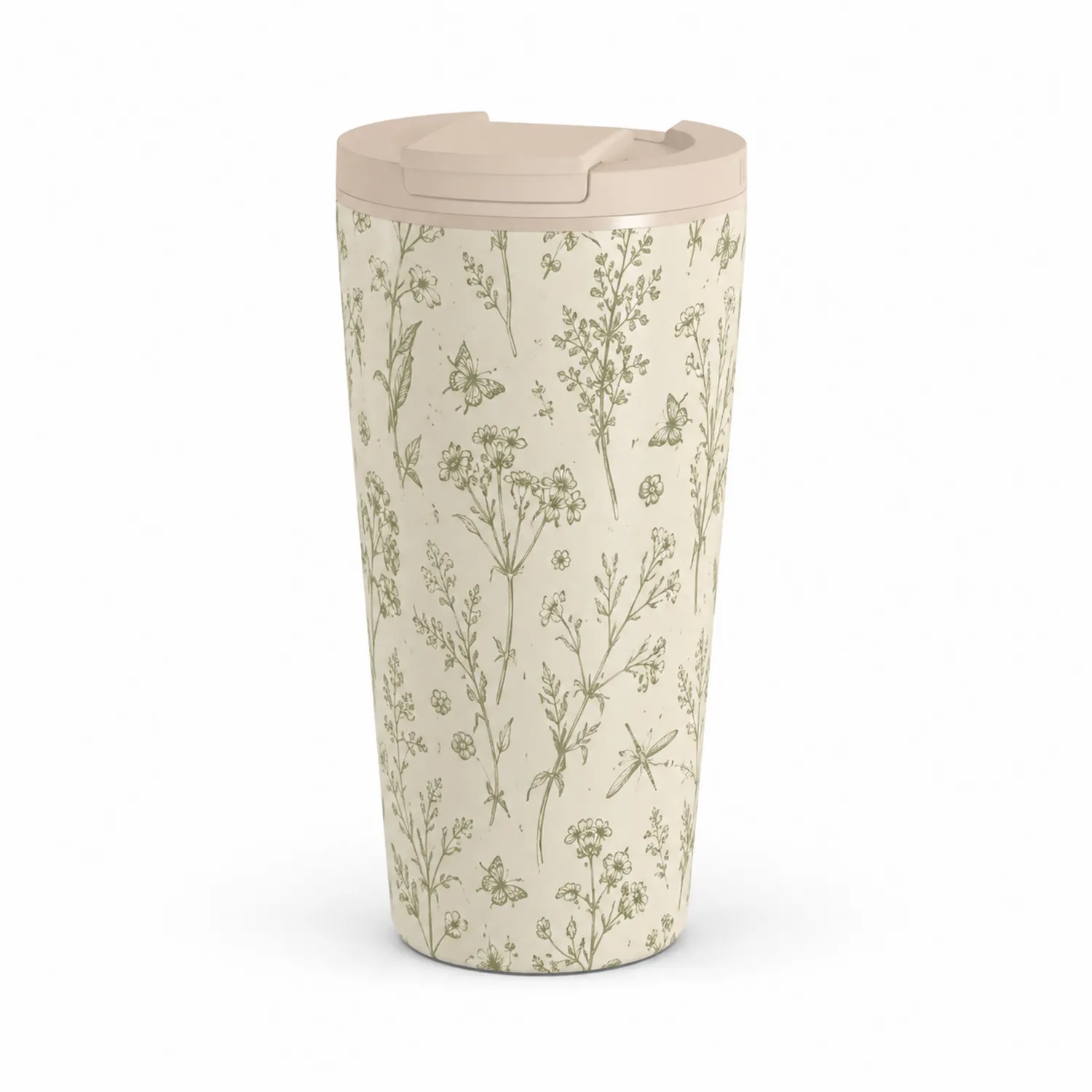 Tasse isotherme florale 400ml avec couvercle hermétique