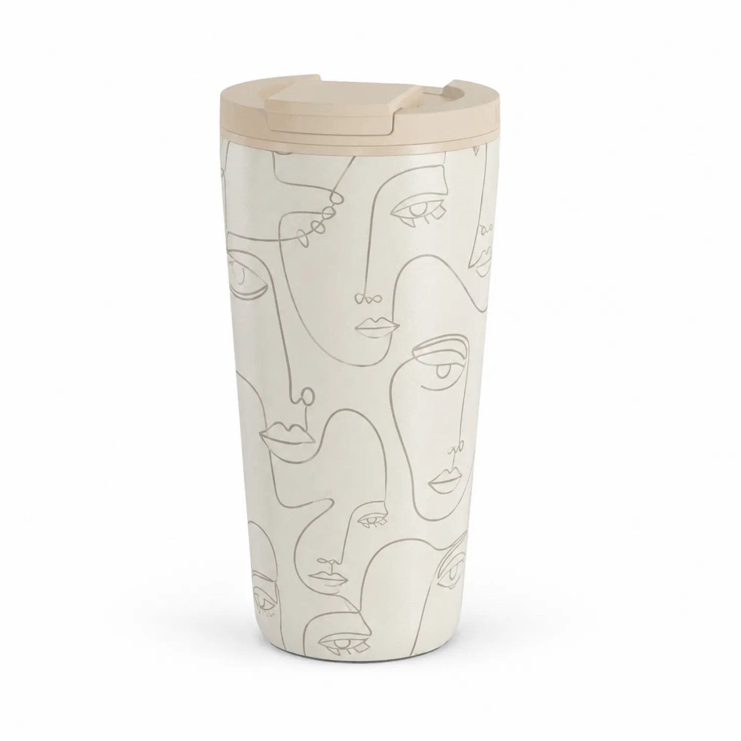 Gobelet de voyage isotherme 450 ml design visage crème