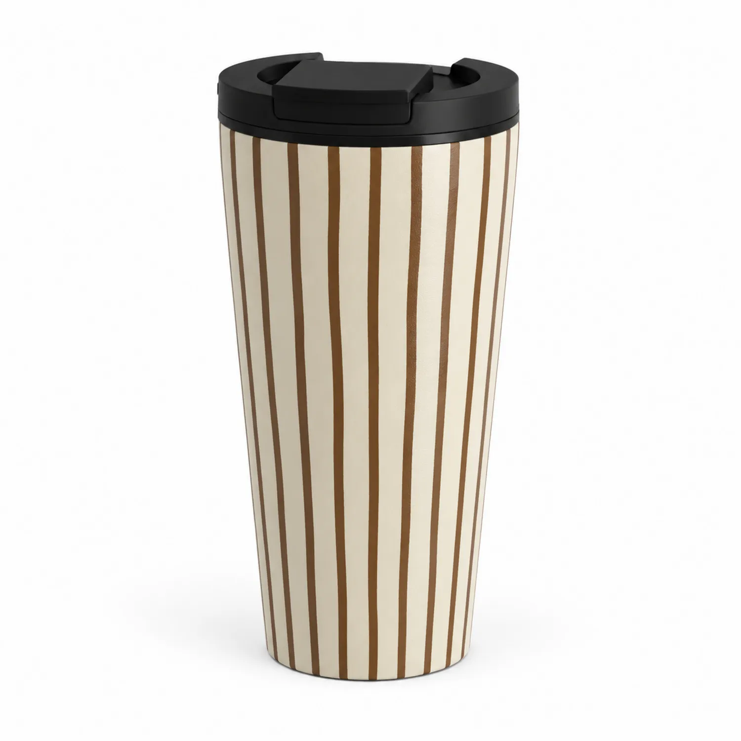 Tasse isotherme rayée marron et blanc 400ml
