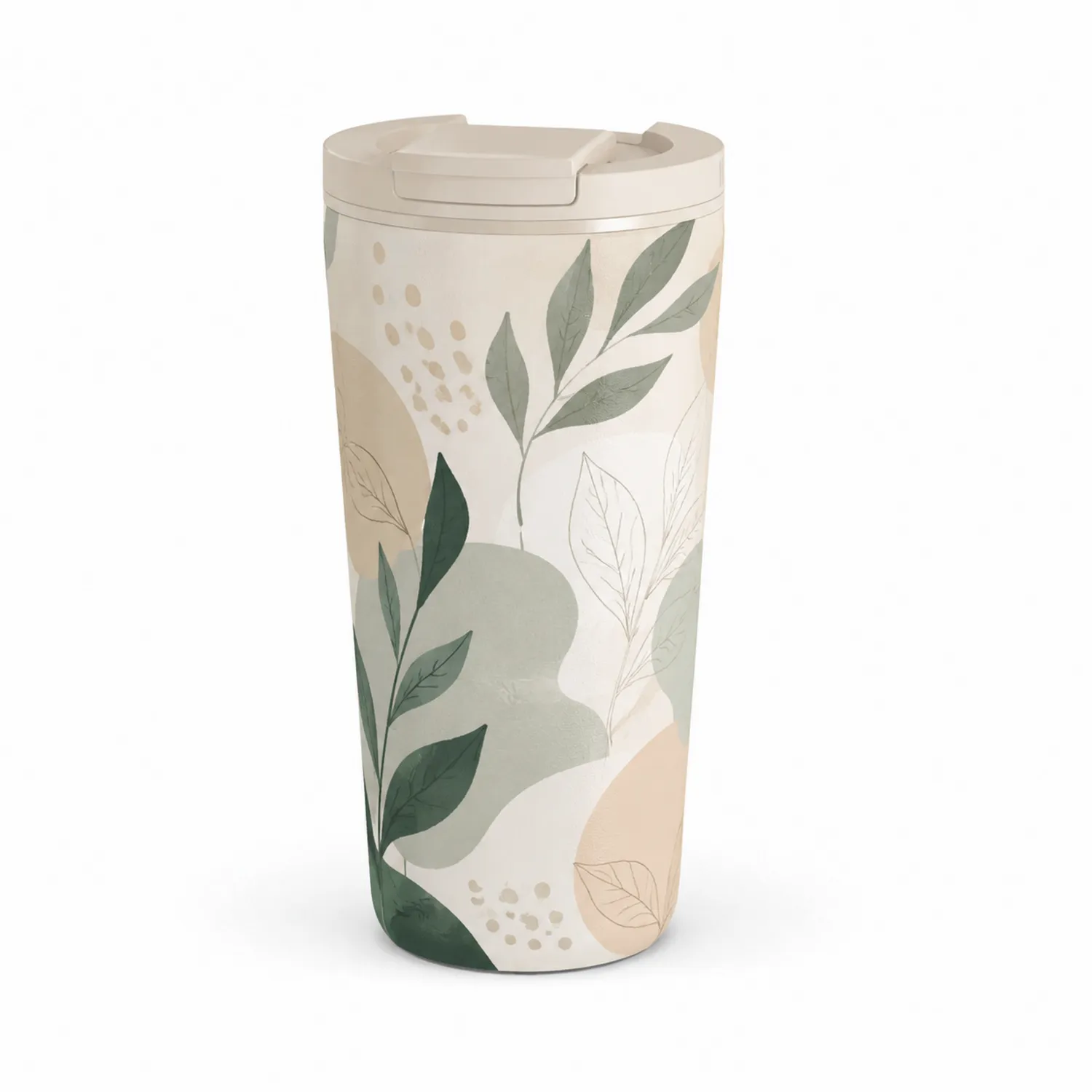 Tasse Isotherme Motif Floral 470ml - Vert/Beige