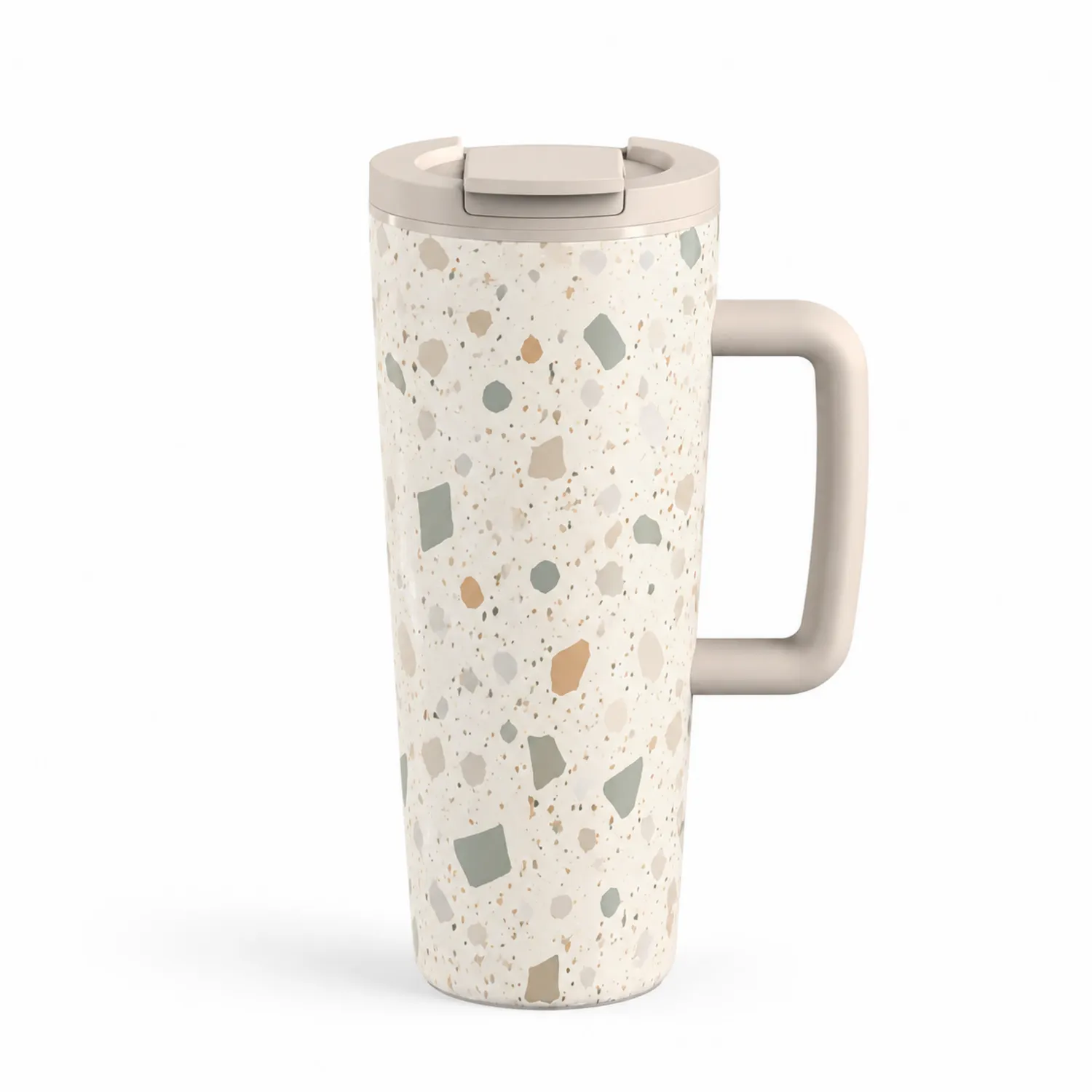 Tasse de voyage isolée motif terrazzo avec poignée 500 ml