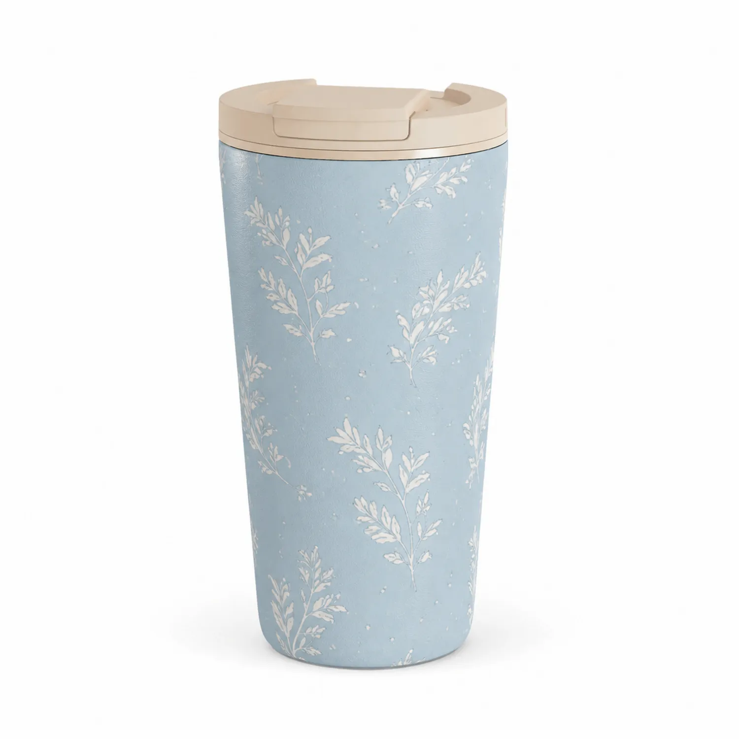 Tasse isotherme 350ml motif floral bleu