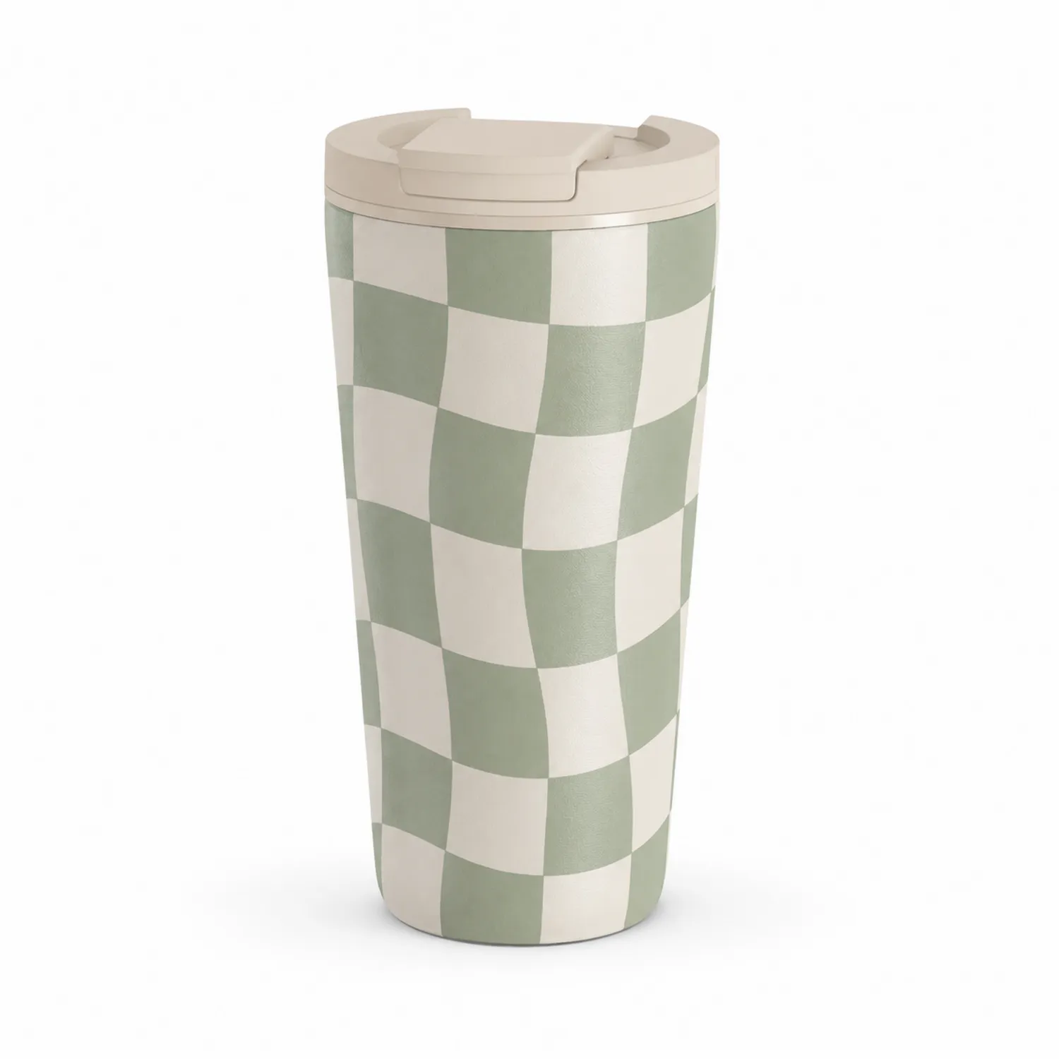 Gobelet Isotherme en Damier Vert et Blanc 450 ml