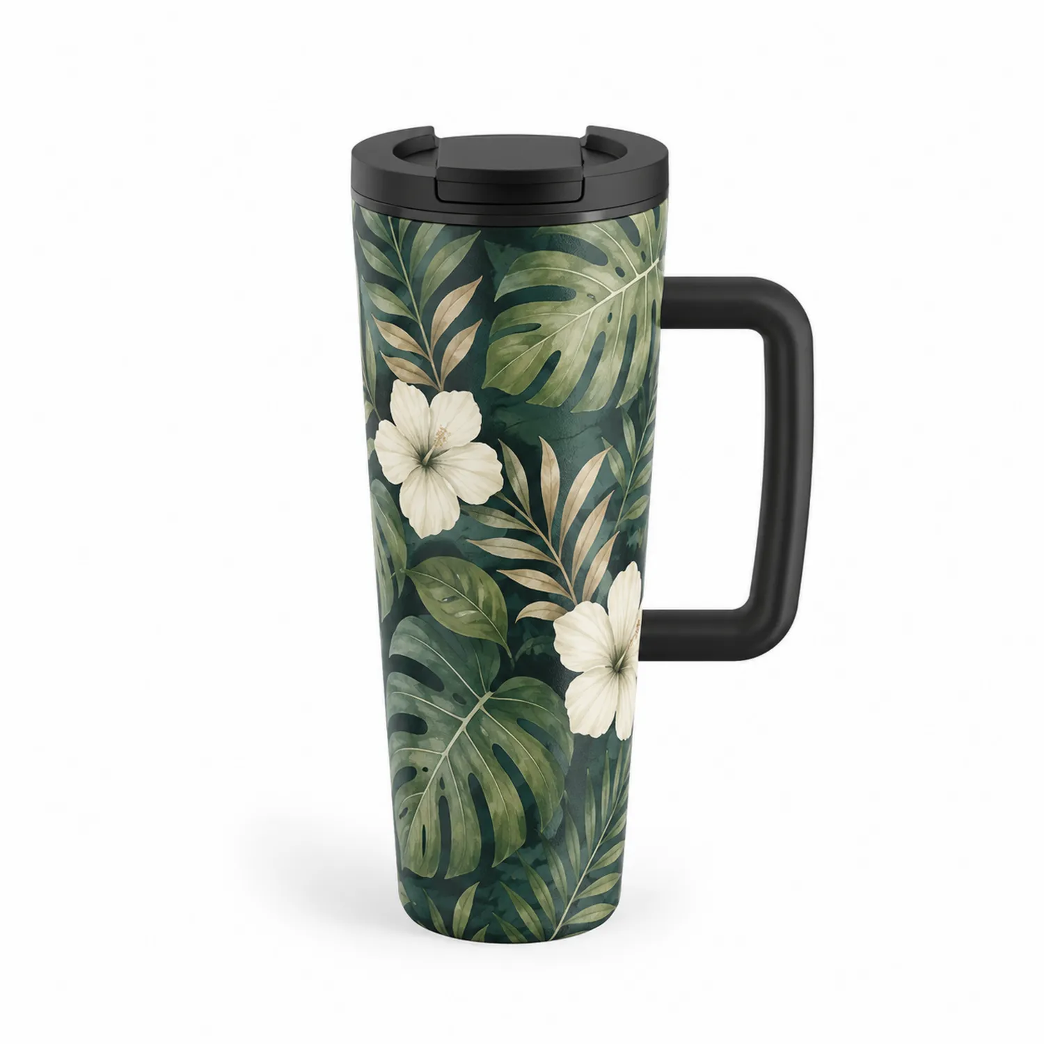 Gobelet de voyage isotherme avec motif tropical et poignée 500ml