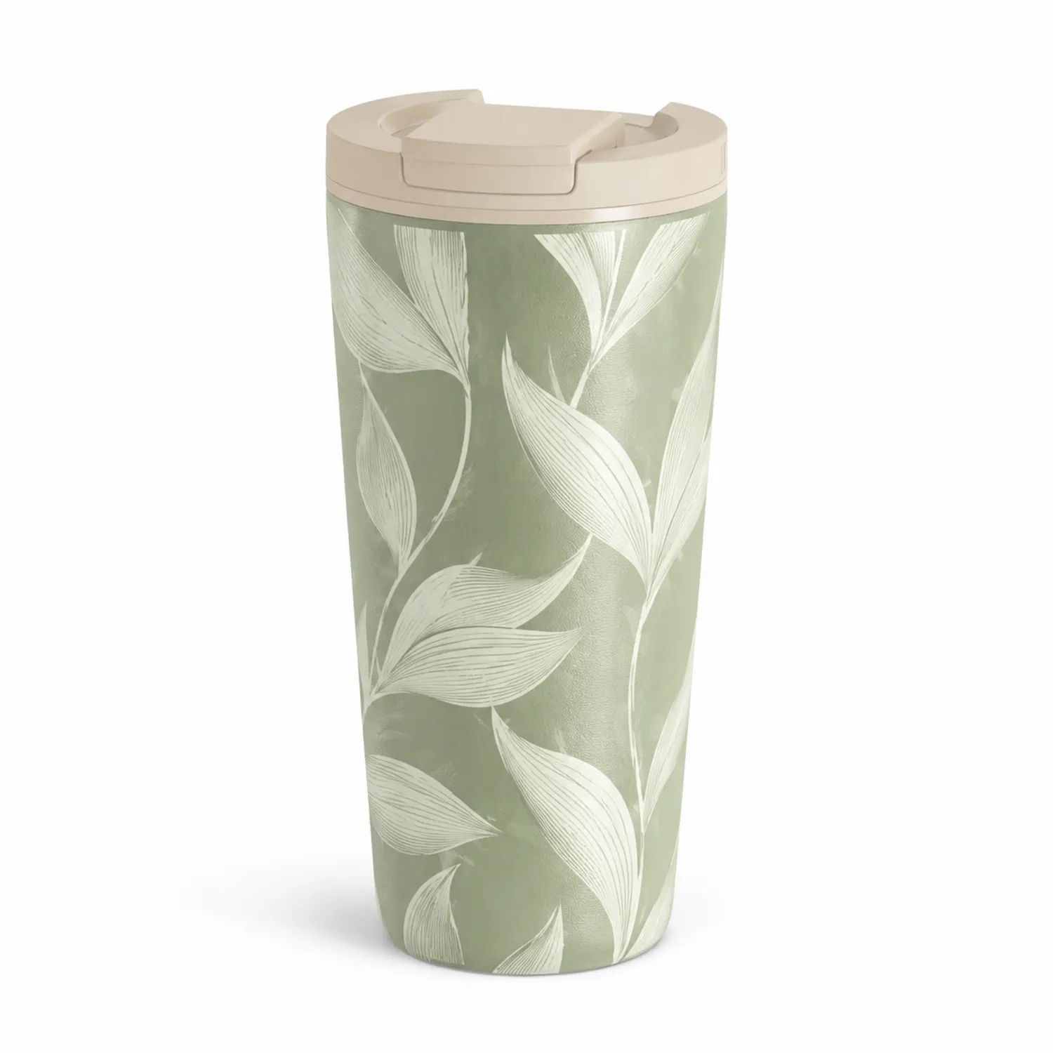 Tasse isotherme motif végétal 450ml vert