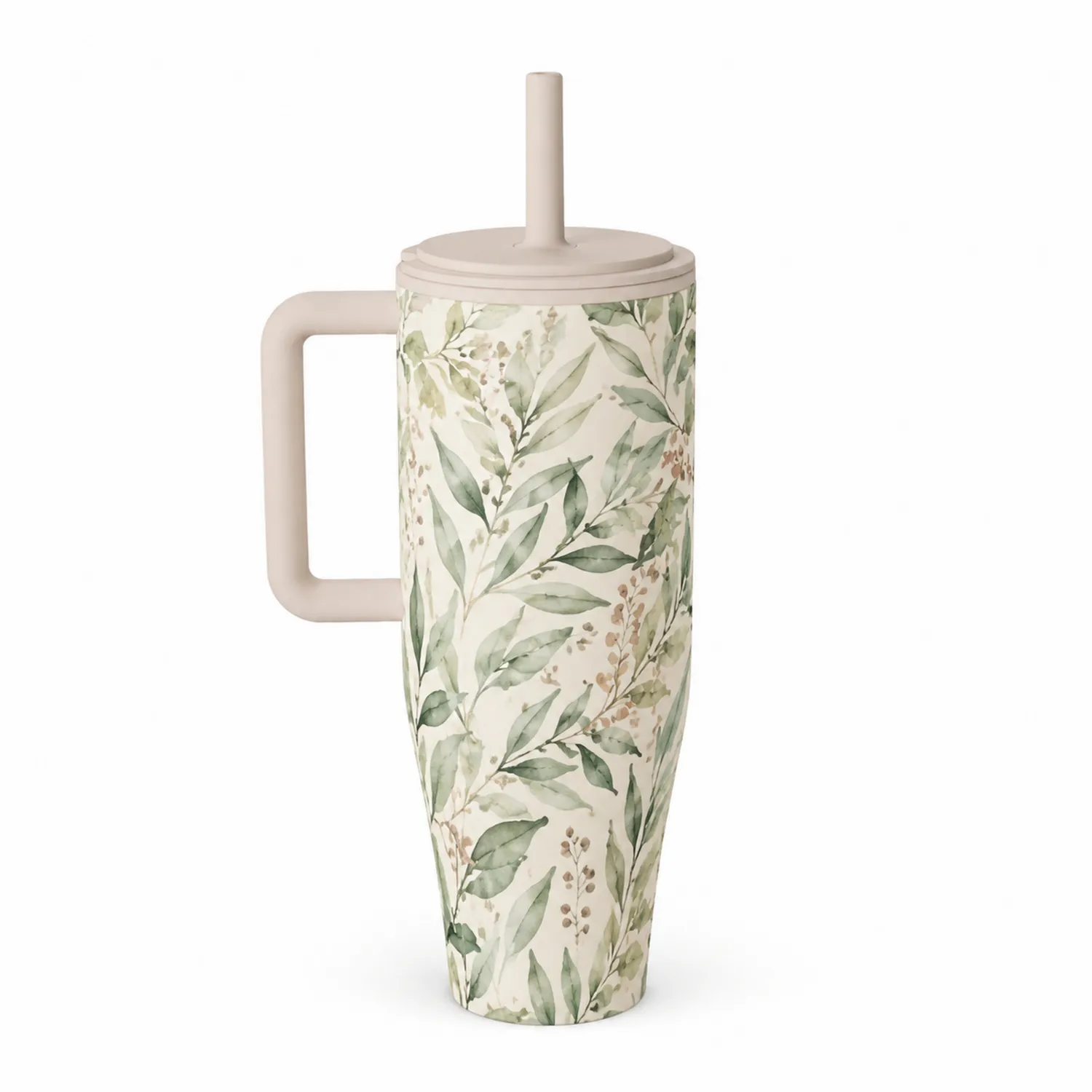 Tasse Thermos Feuillage avec Paille Intégrée - 500 ml