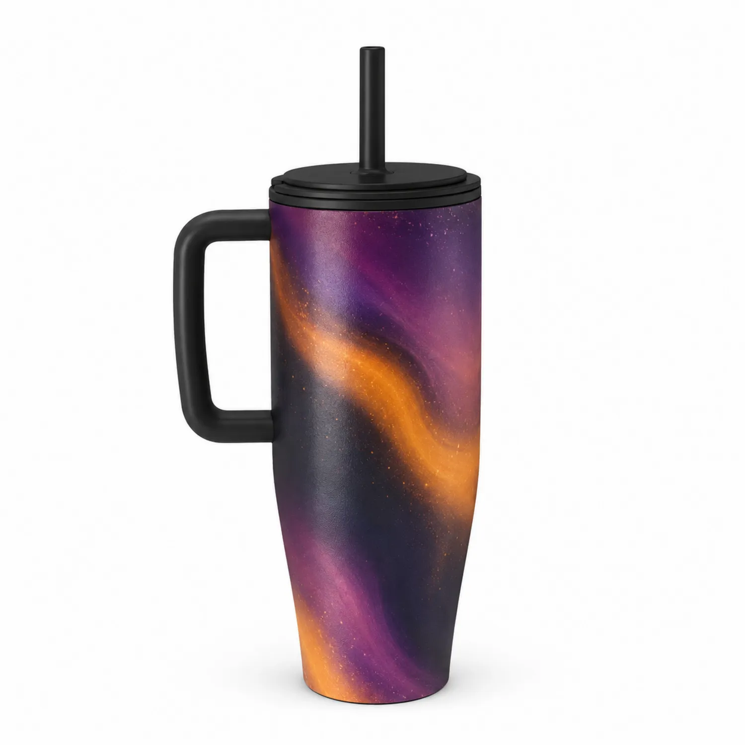 Tasse isotherme multicolore galaxie avec paille intégrée