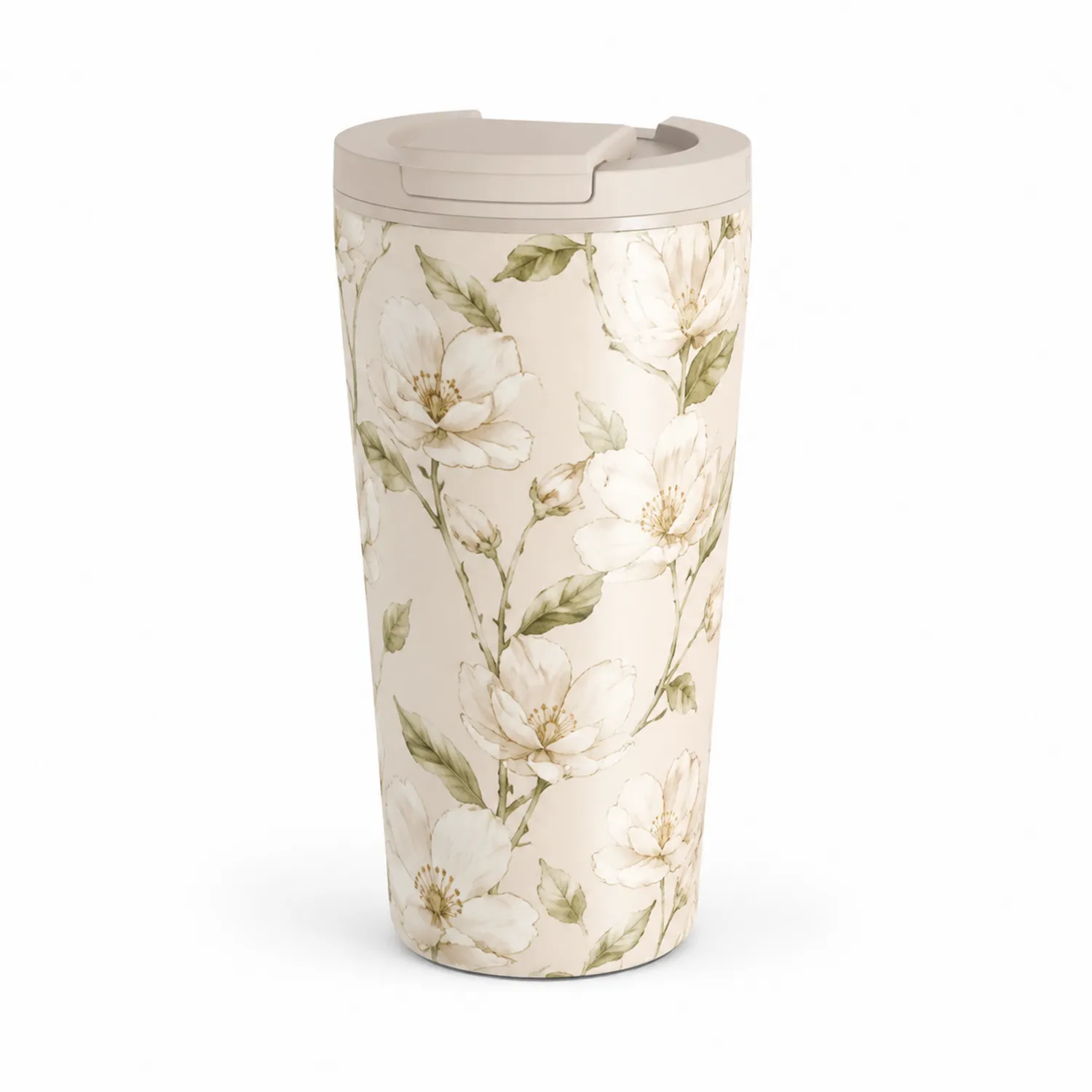 Tasse Isotherme 450ml Motif Floral Beige