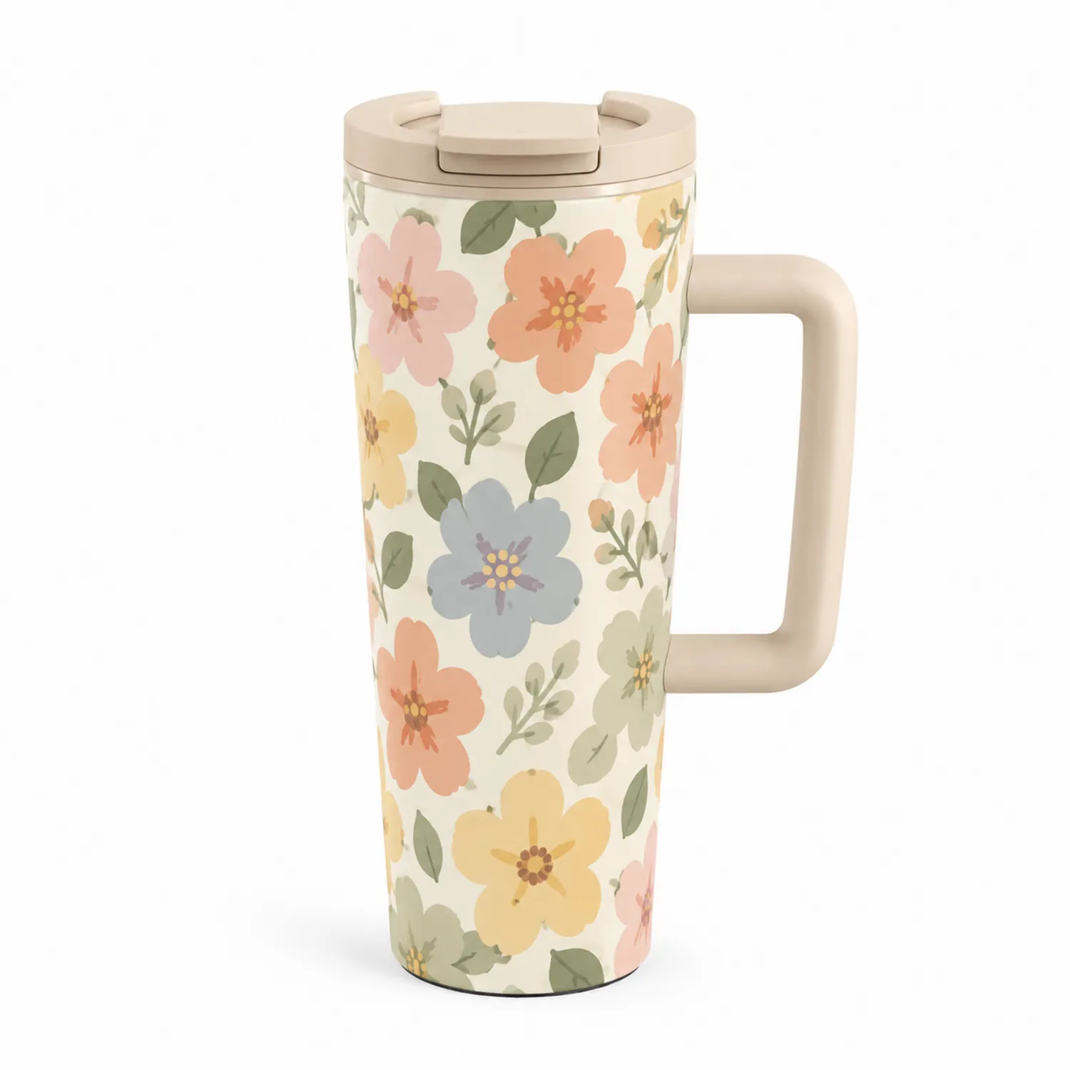 Mug Thermos à Motifs Floraux avec Couvercle Hermétique 500ml
