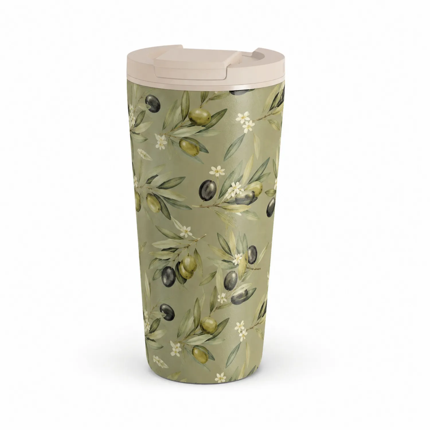 Tasse de Voyage Isotherme Motif Olive Vert 500 ml