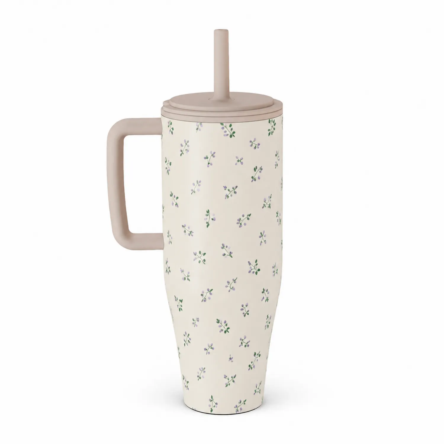 Tasse isotherme avec motif floral 709ml - Crème