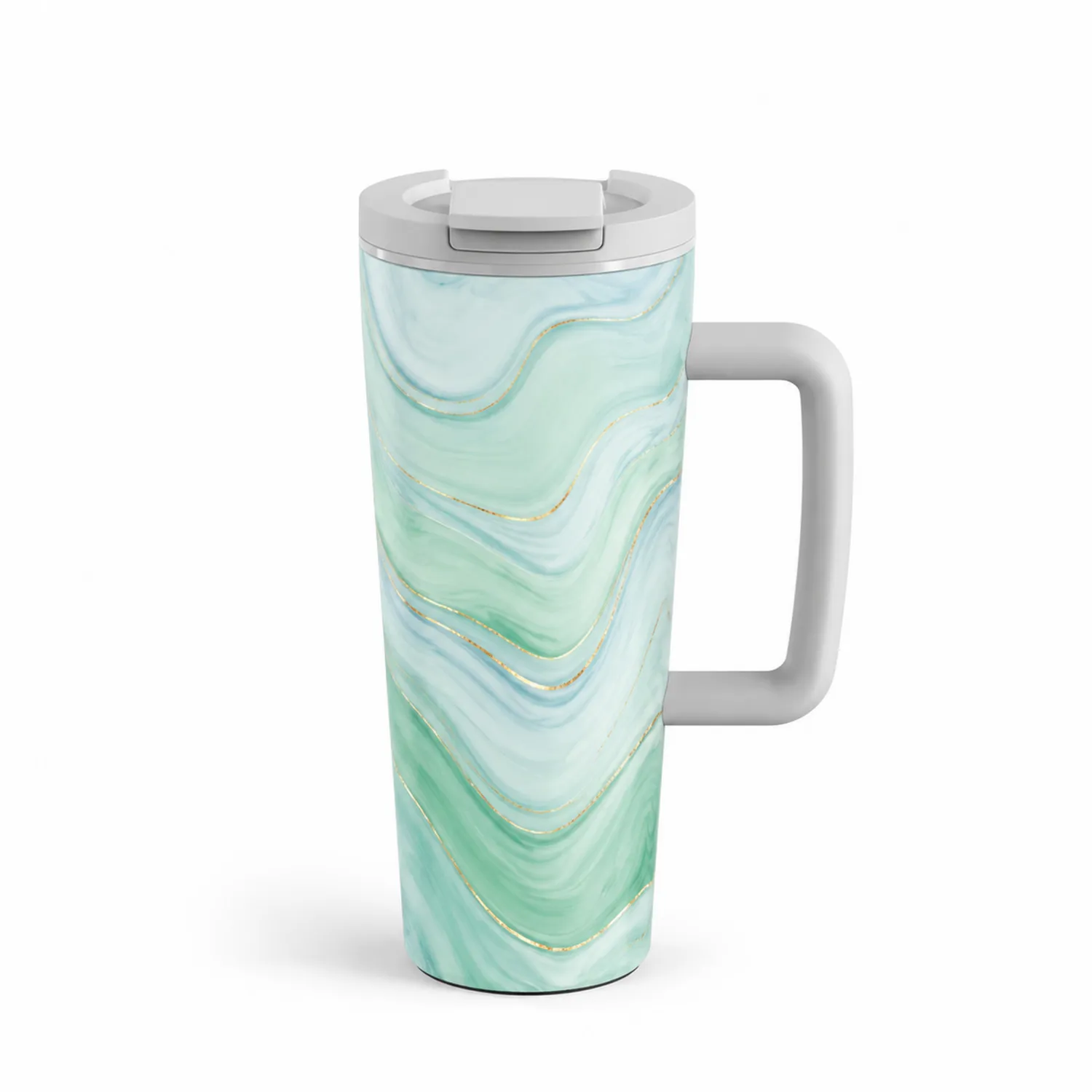 Mug de Voyage Isotherme 480ml Vert et Bleu Marbré
