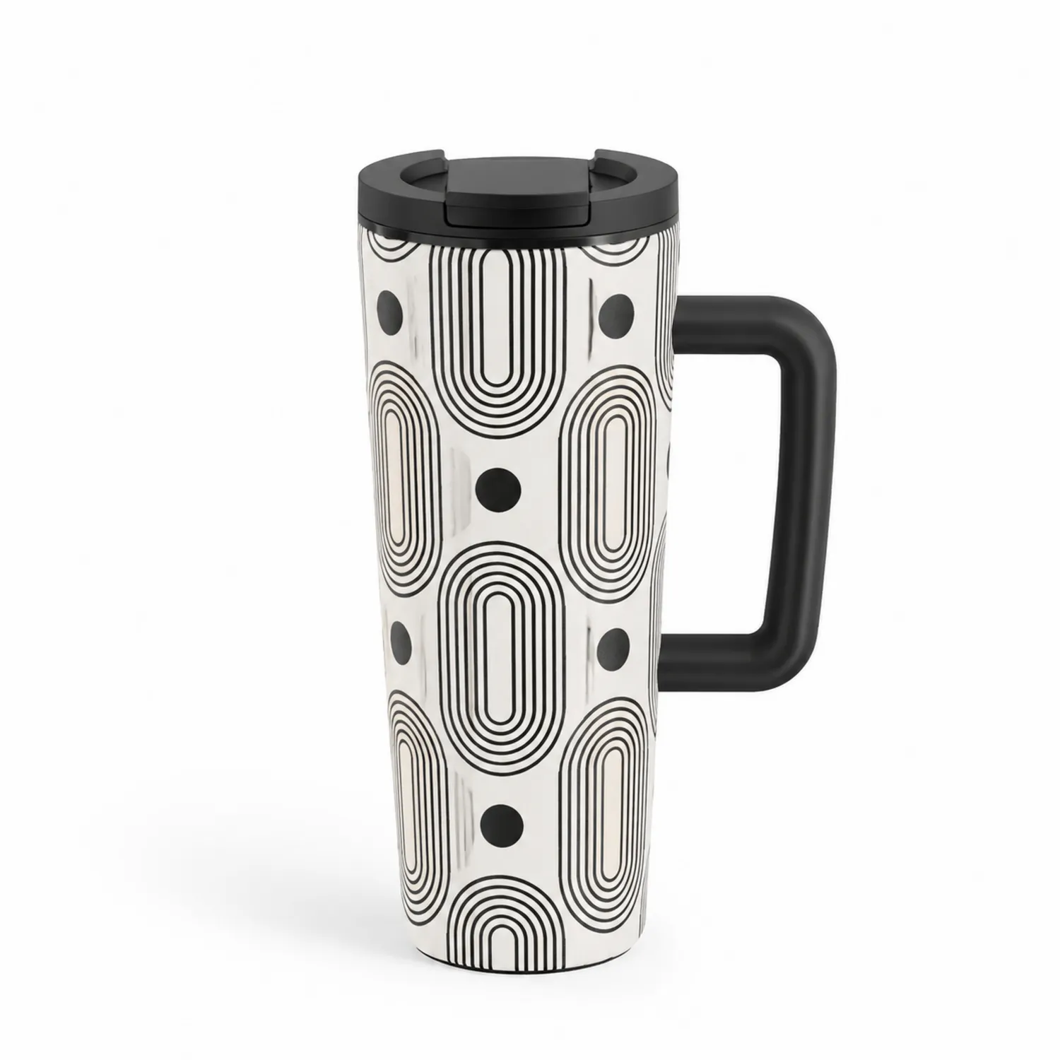 Grand Mug Isotherme de Voyage Motif Géométrique 450 ml