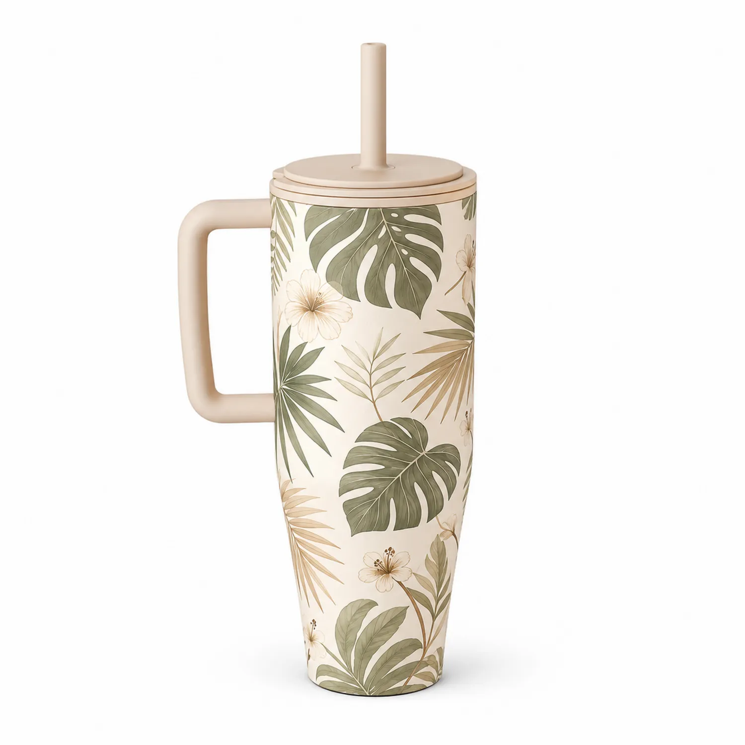 Gobelet en céramique tropical avec paille 500ml