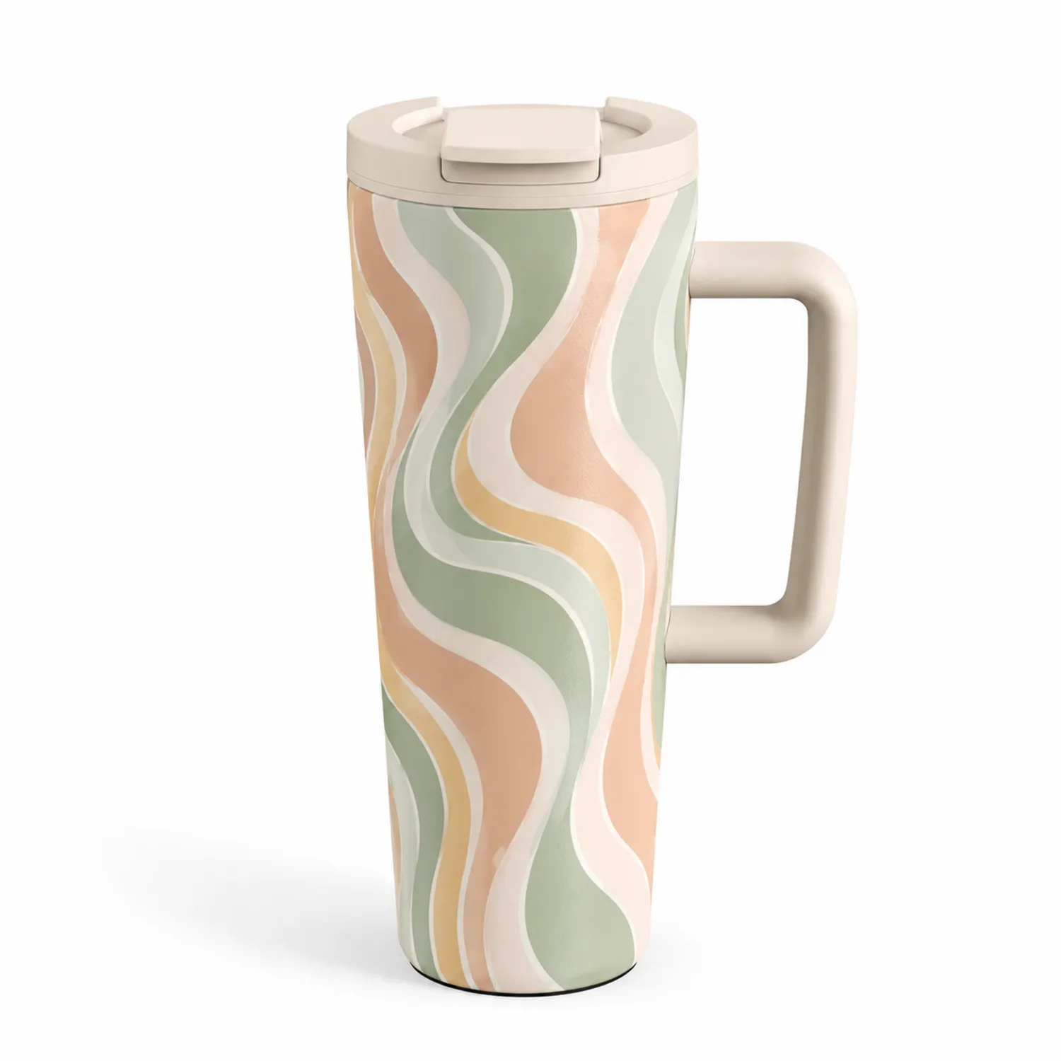 Tasse de Voyage Isotherme avec Poignée Motif Ondulé 500ml