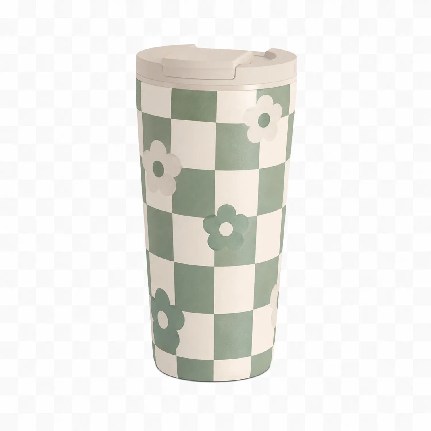 Gobelet isotherme motif floral vert et blanc 450 ml