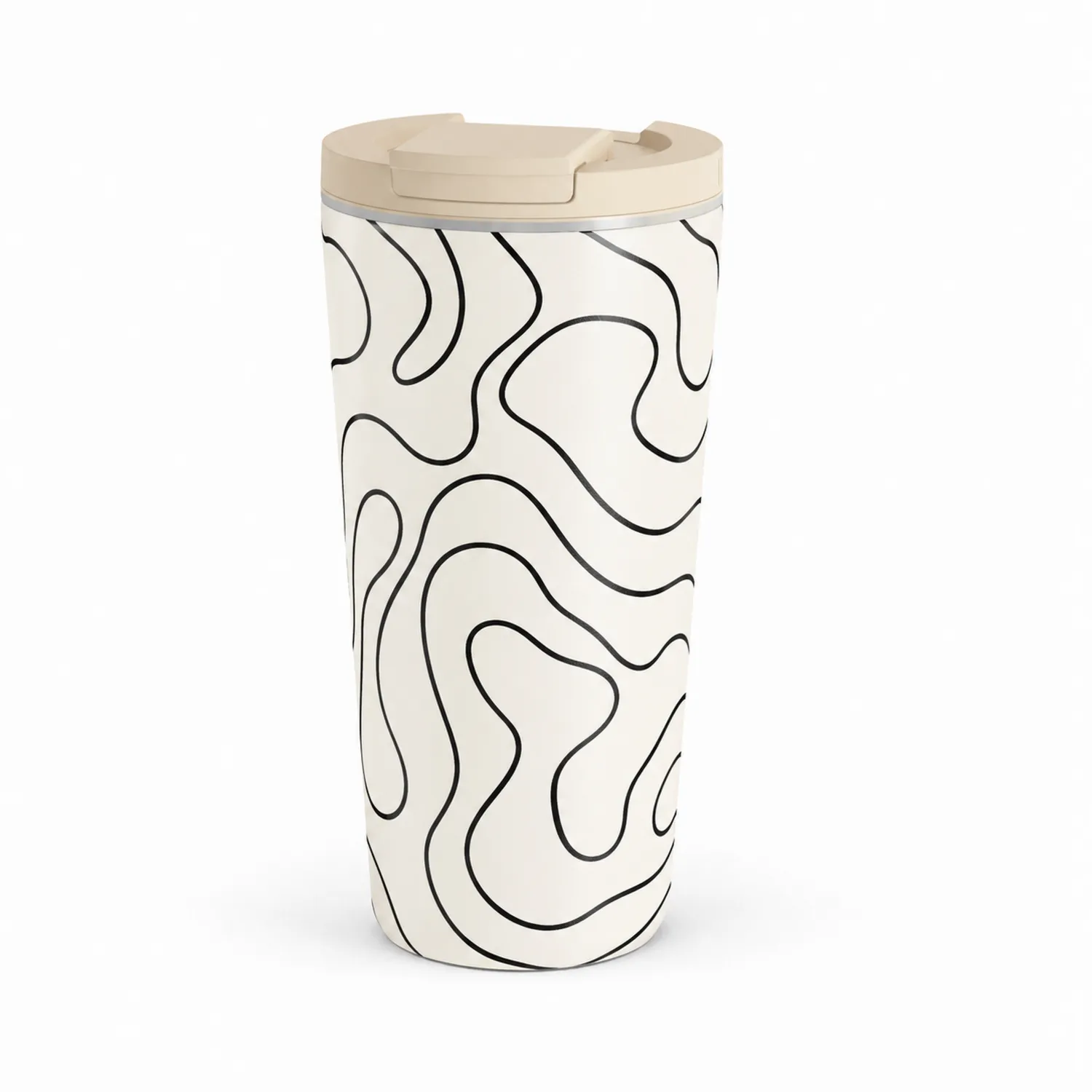 Gobelet Isotherme Motif Abstrait 450ml Noir et Blanc