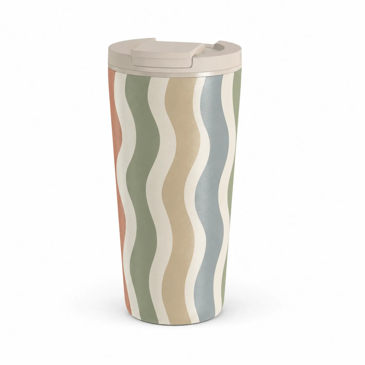 Tasse de Voyage Isolée à Double Paroi Motif Vagues Multicolores 350ml