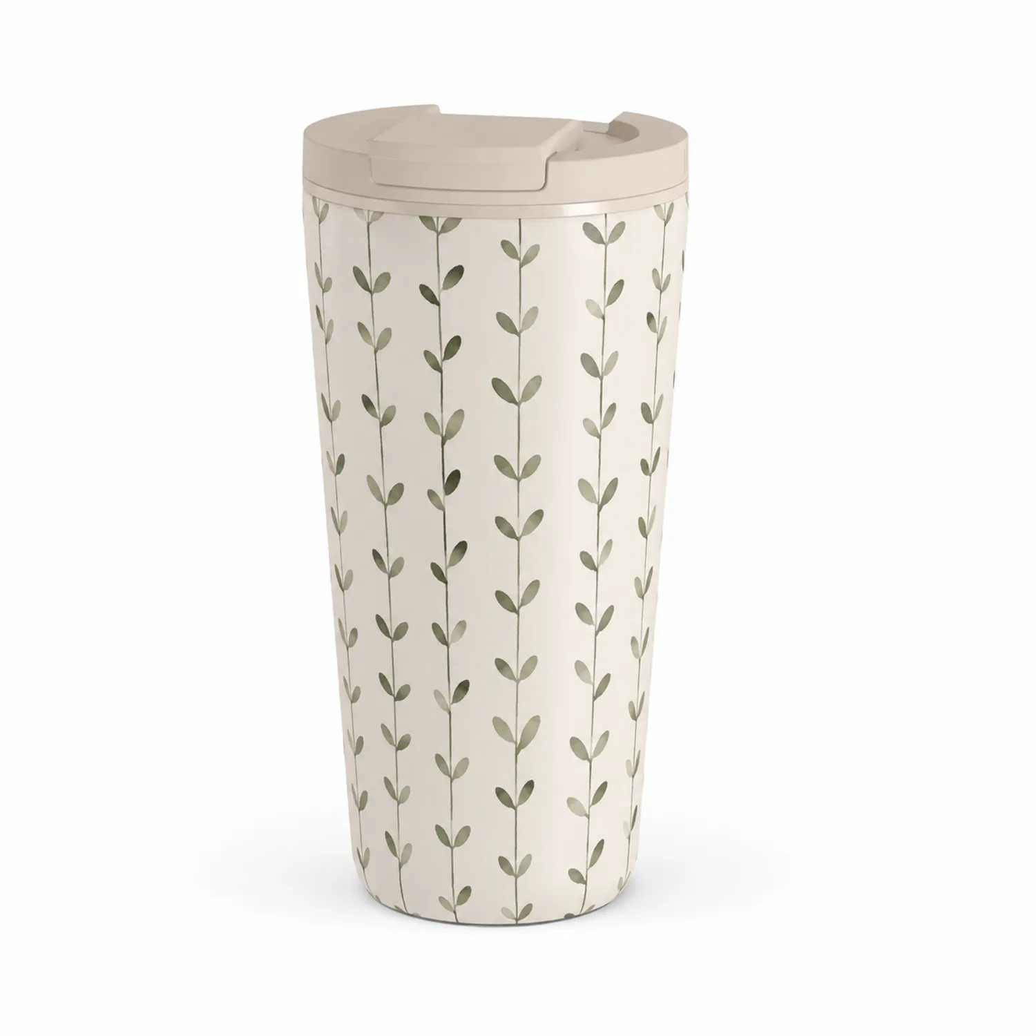 Tasse Isotherme 500ml Motif Végétal Vert/Beige