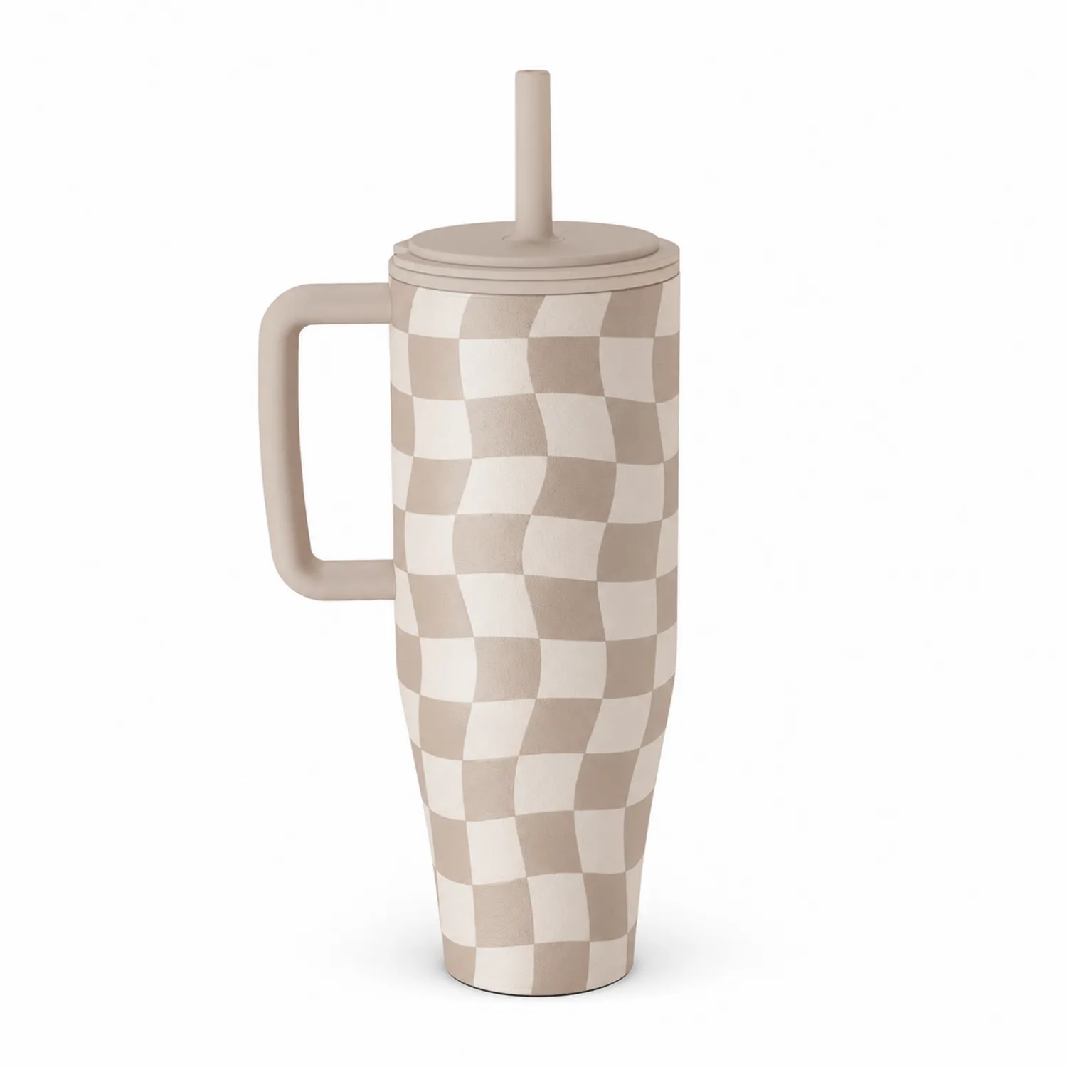 Gobelet isotherme à motif ondulé avec poignée beige 500ml