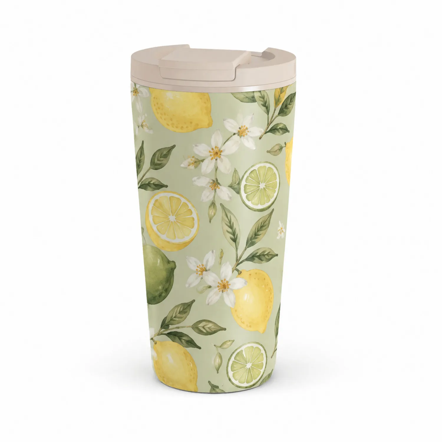 Gobelet isotherme 500ml motif citron fleuri