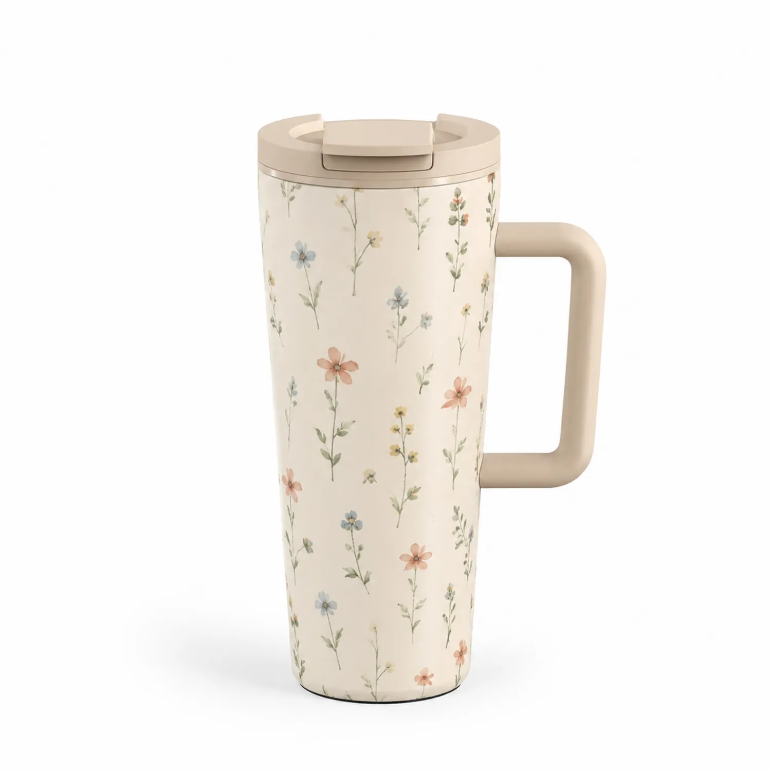 Mug de voyage isotherme floral 450ml crème