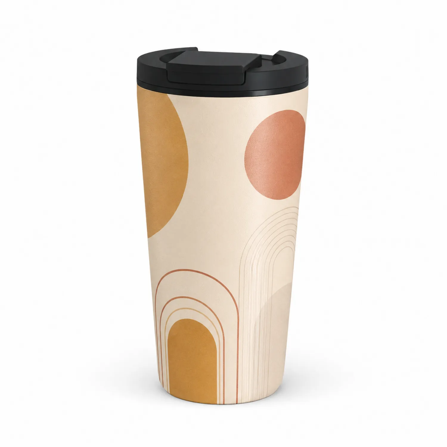 Gobelet Isotherme 480ml Beige et Marron Motif Géométrique